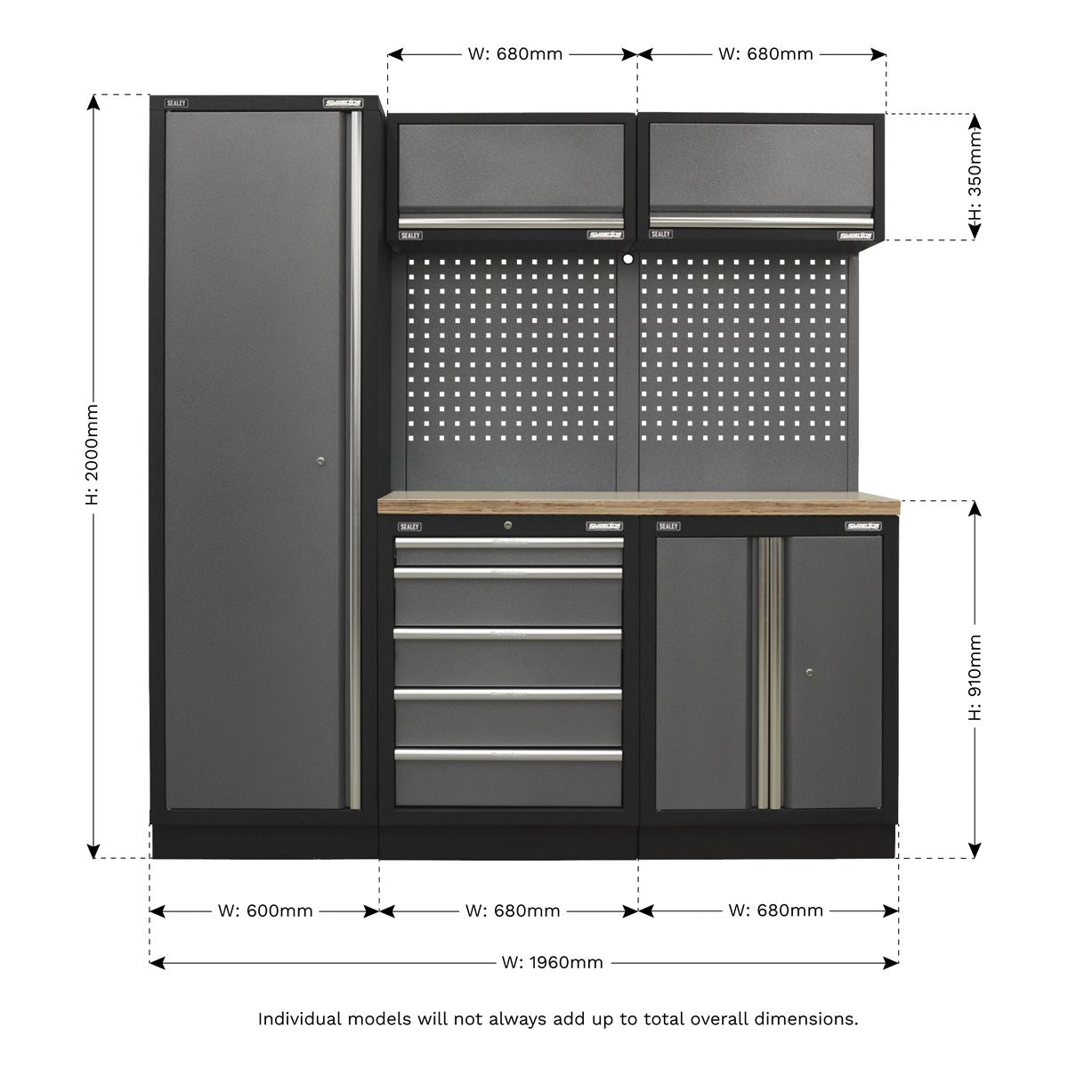 Sealey Superline Pro 2.0m Storage System Wood Worktop APMSSTACK02W
