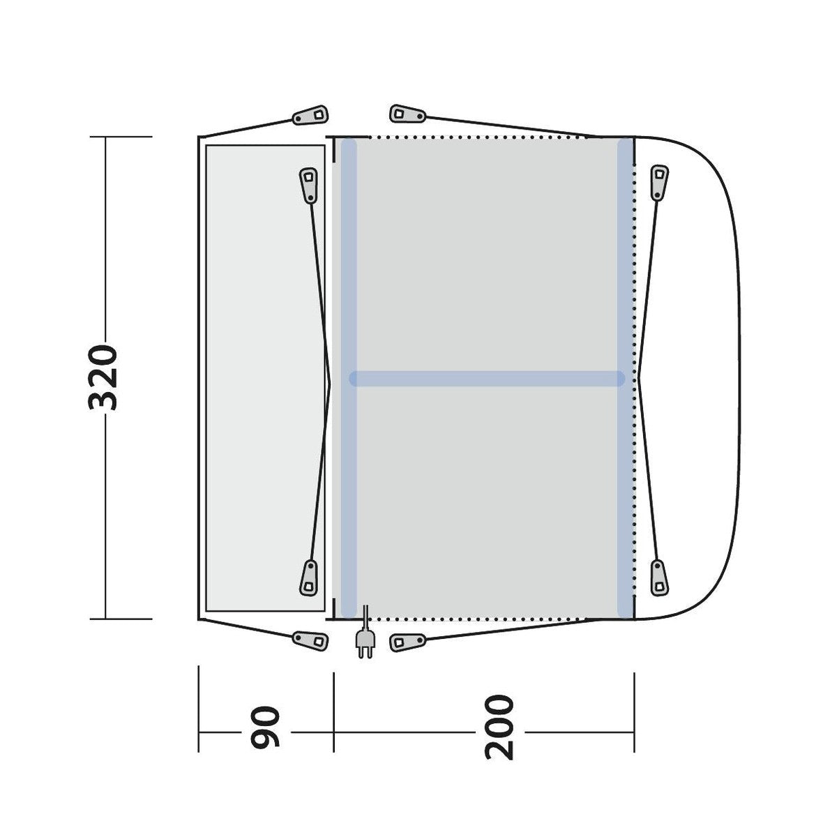 Outwell Park PowerAir Driveaway Awning Campervan 175-200cm Low