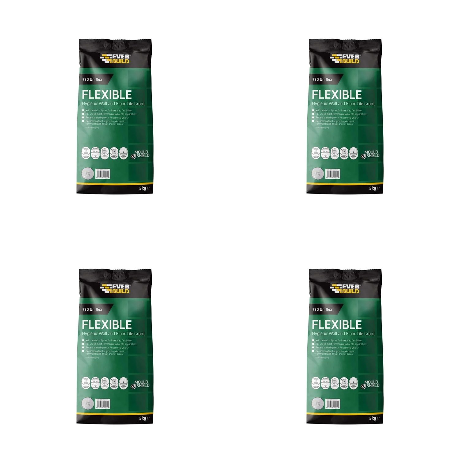 Everbuild Sika 730 Uniflex Hygienic Tile Grout Grey 5kg - 486465