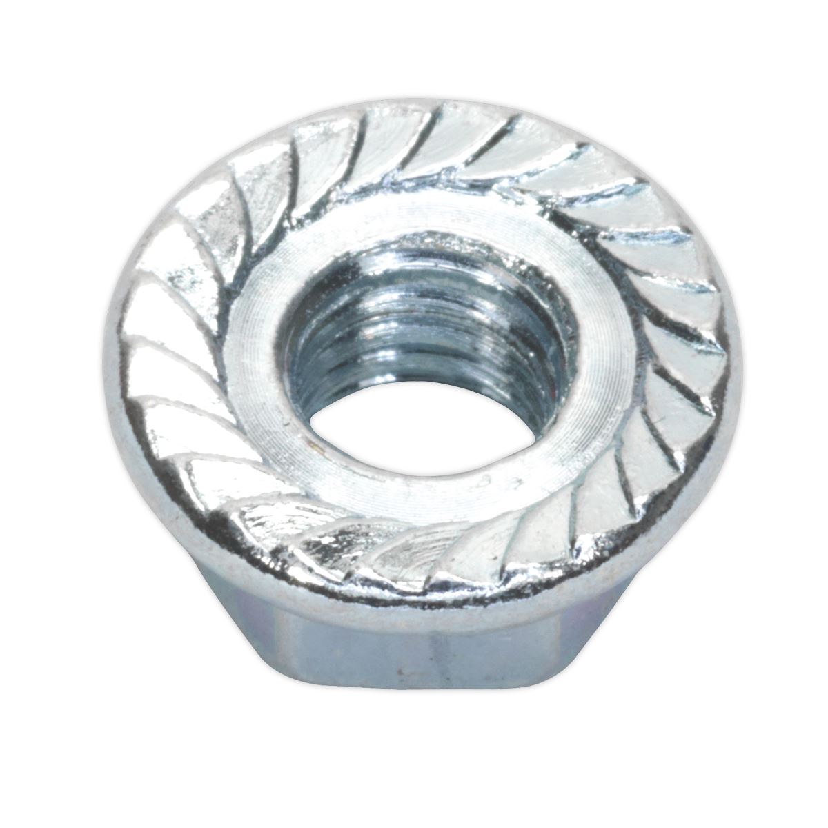 Sealey Flange Nut Serrated M8 Zinc DIN 6923 Pack of 100 FN8