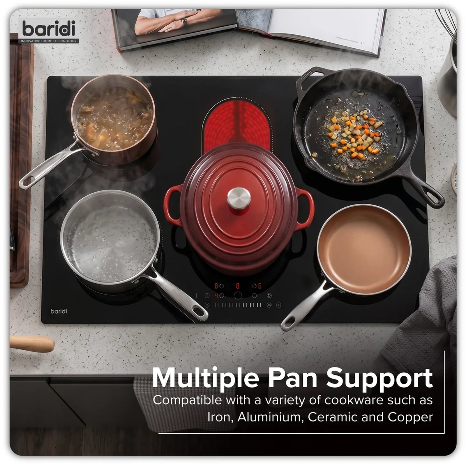 Baridi Ceramic Hob DH389 90cm 9000W with 5 Cooking Zones