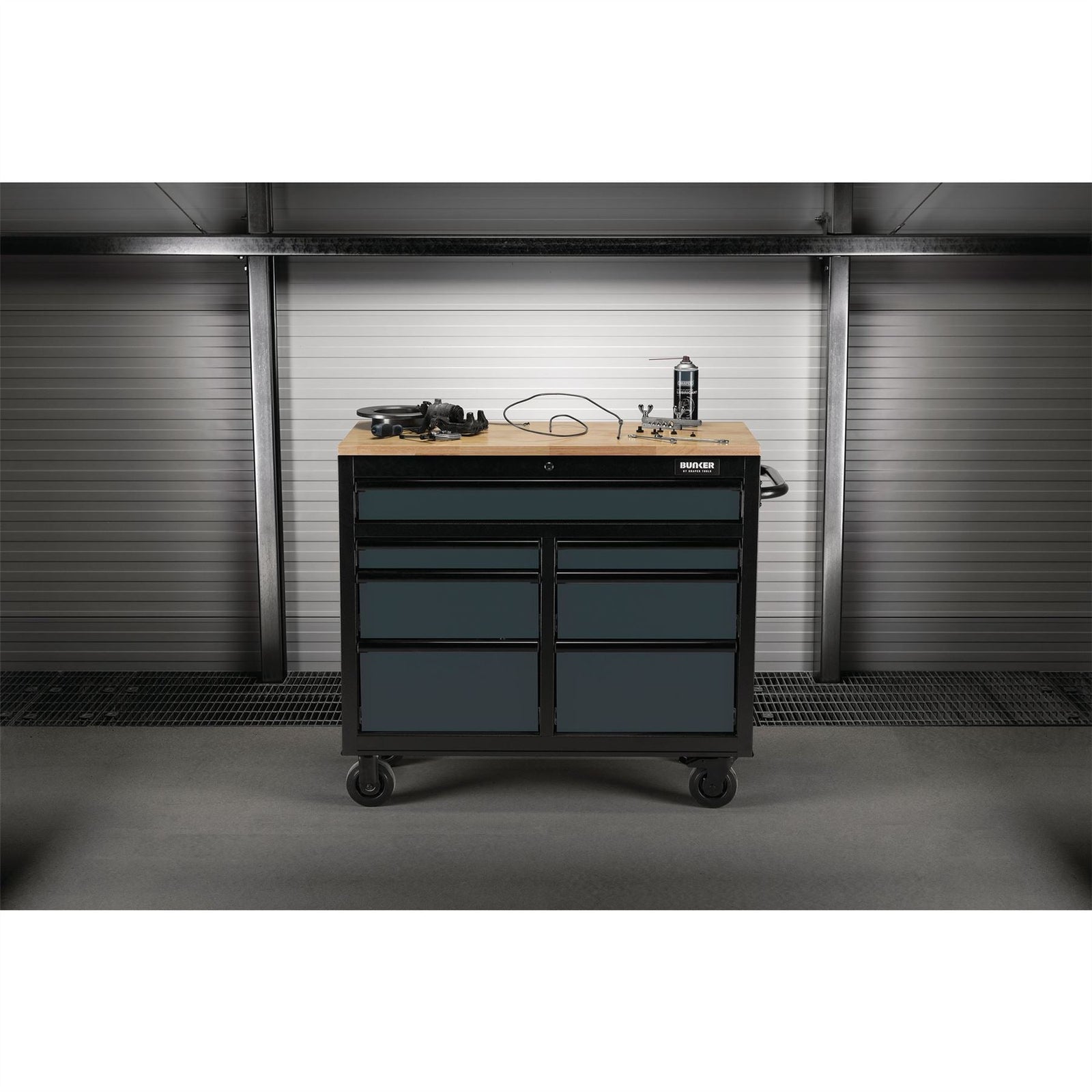 Draper BUNKER Workbench Roller Tool Cabinet, 7 Drawer, 41", Grey 08216