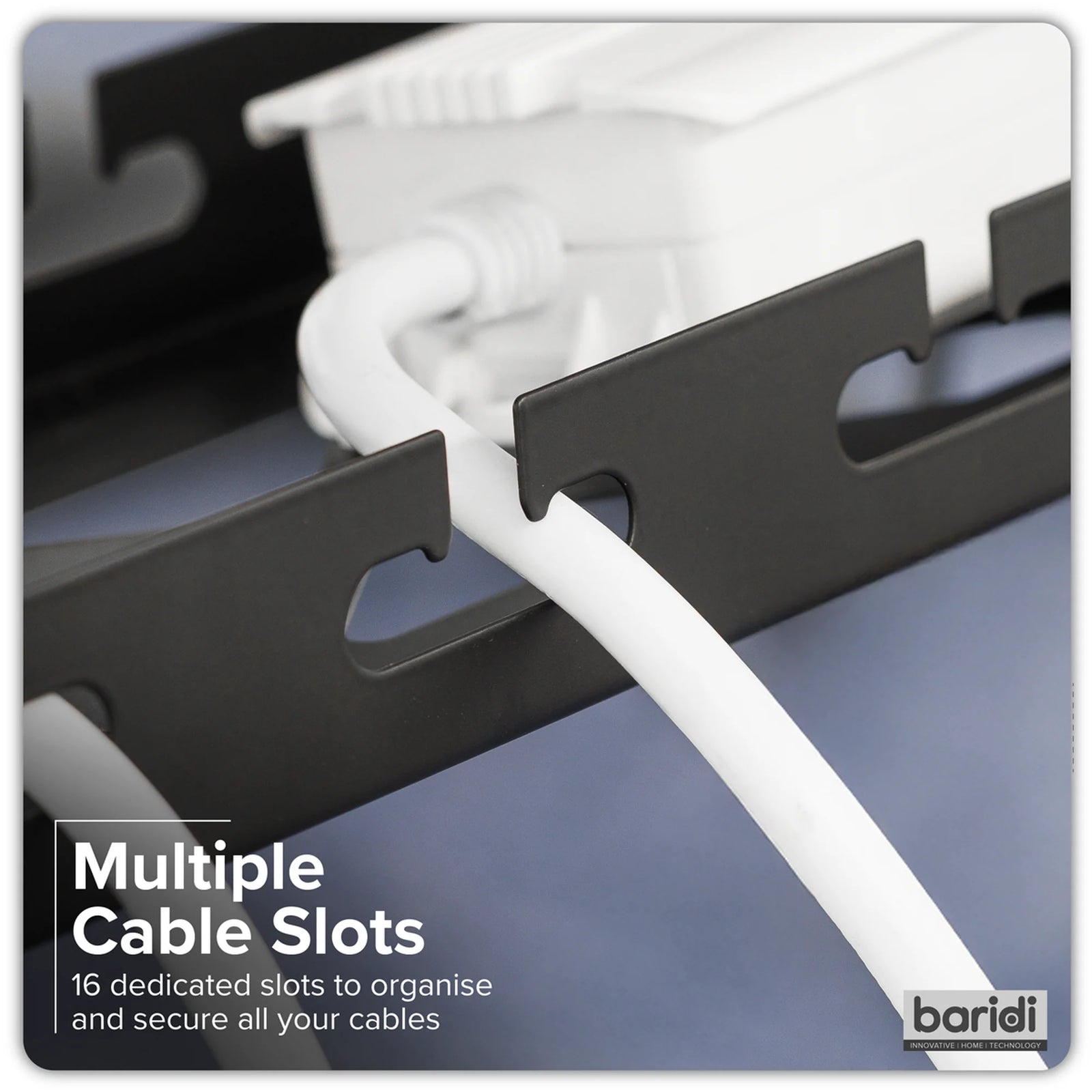 Dellonda Cable Management Tray Extendable 435/730mm - Black