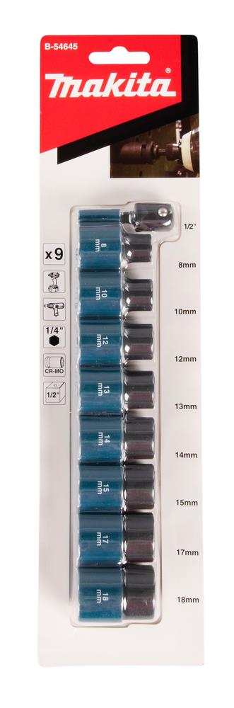 Makita *1/2 Impact Socket+Adapter Set B-54645"