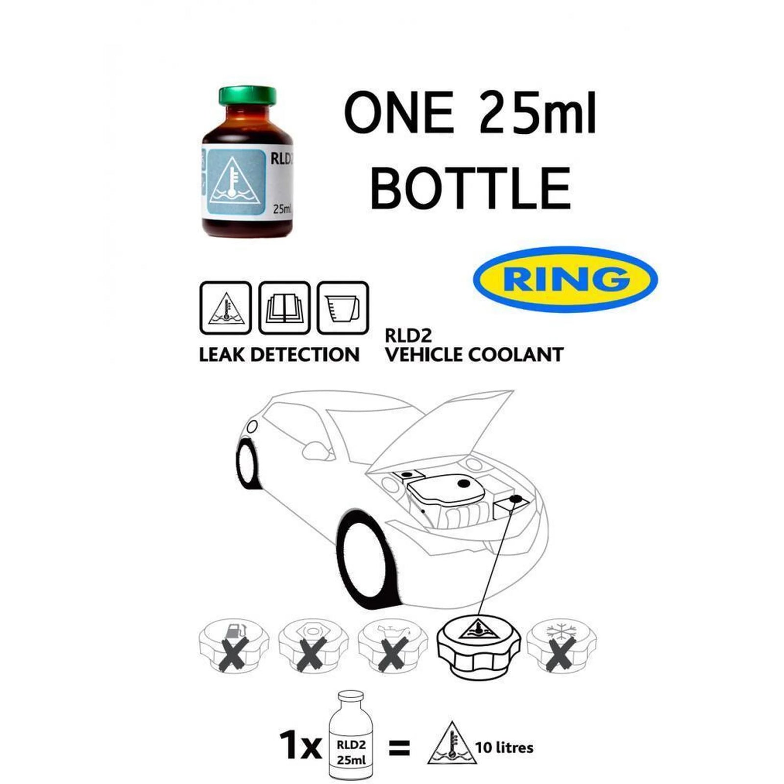 Ring Automotive Leak Detection UV Dye For Cooling Antifreeze System 1 x 25ml