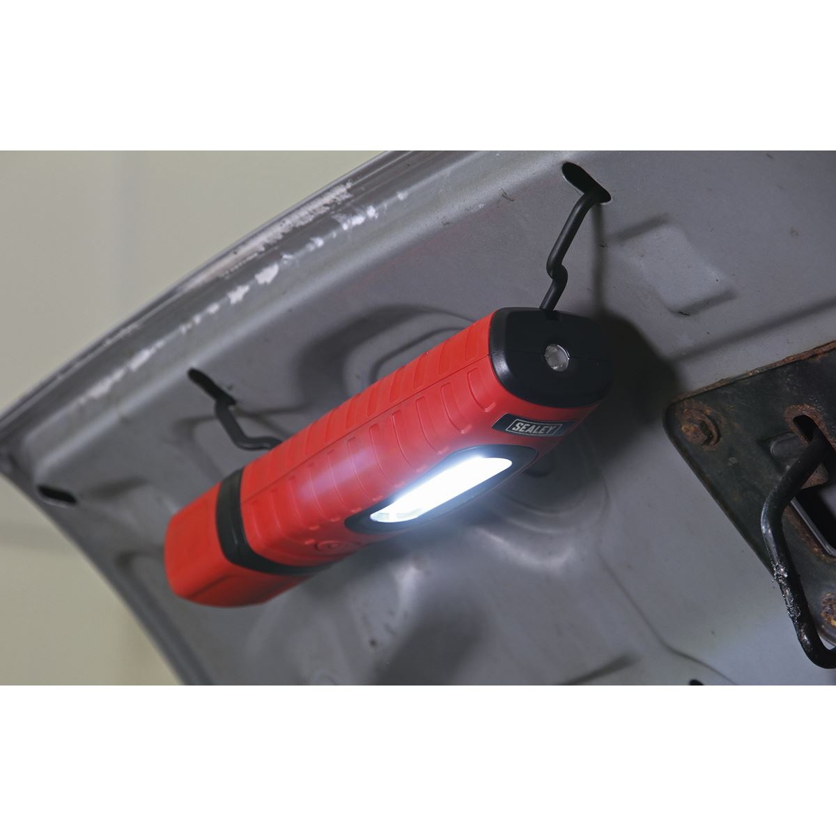 Sealey R/Charge 360 Insp Lamp 16 SMD LED + 3W LED Red 2 x Li-ion LED360PLUSR