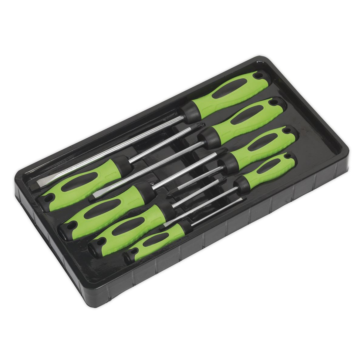 Sealey 8pc Hi Vis Screwdriver Set Magnetic Tips Slotted Pozi Phillips