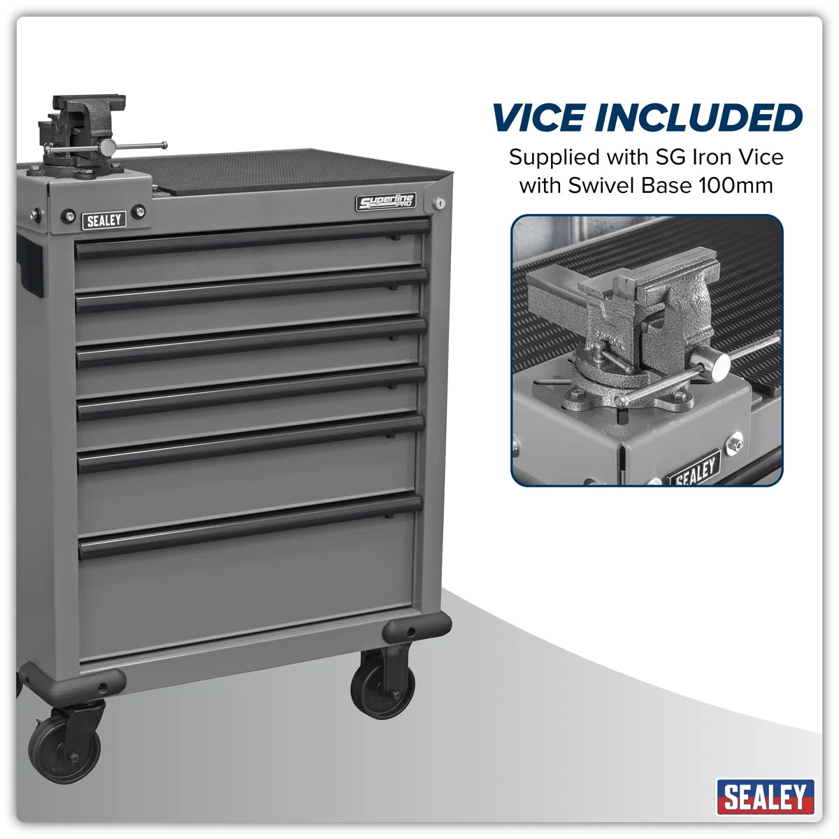 Sealey Superline PRO® Rollcab 6 Drawer with 100mm Vice