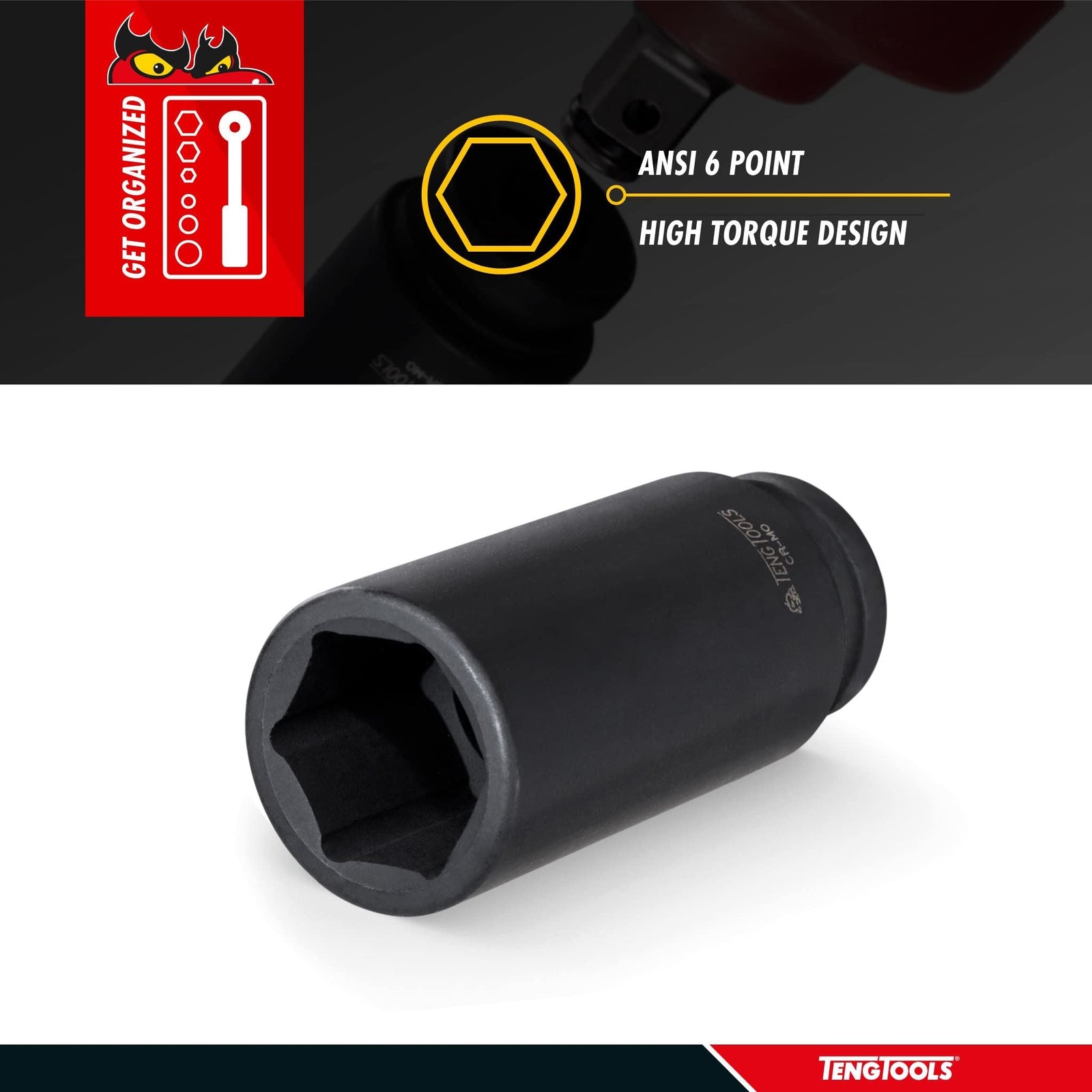 Teng Tools 3/8" Deep Impact Socket ANSI Metric 10mm