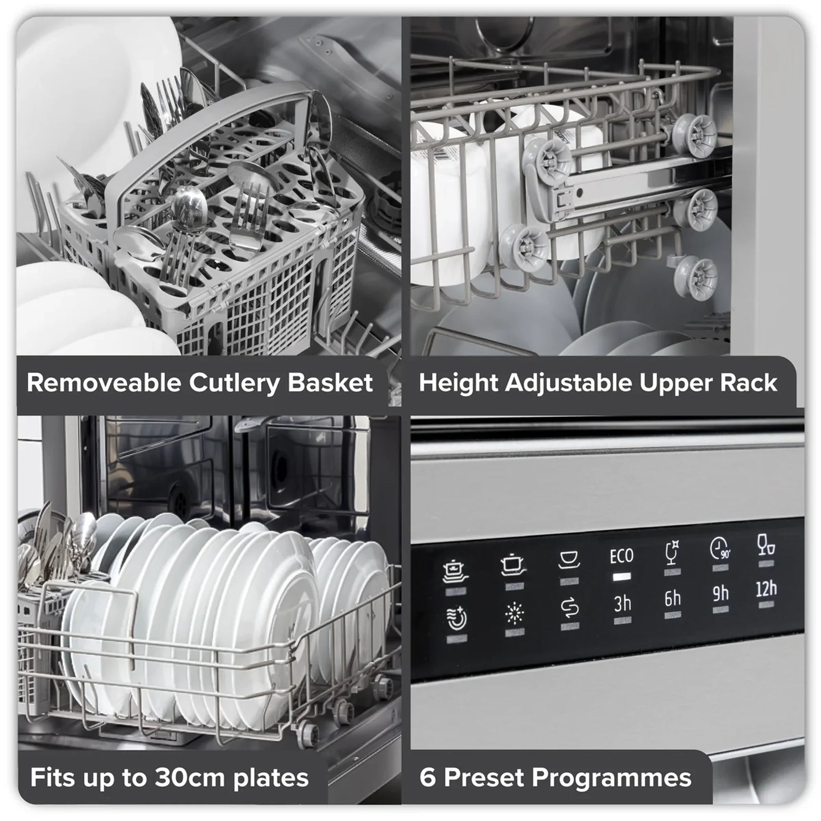 Baridi Freestanding Dishwasher DH280 60cm 13 Place Settings Silver