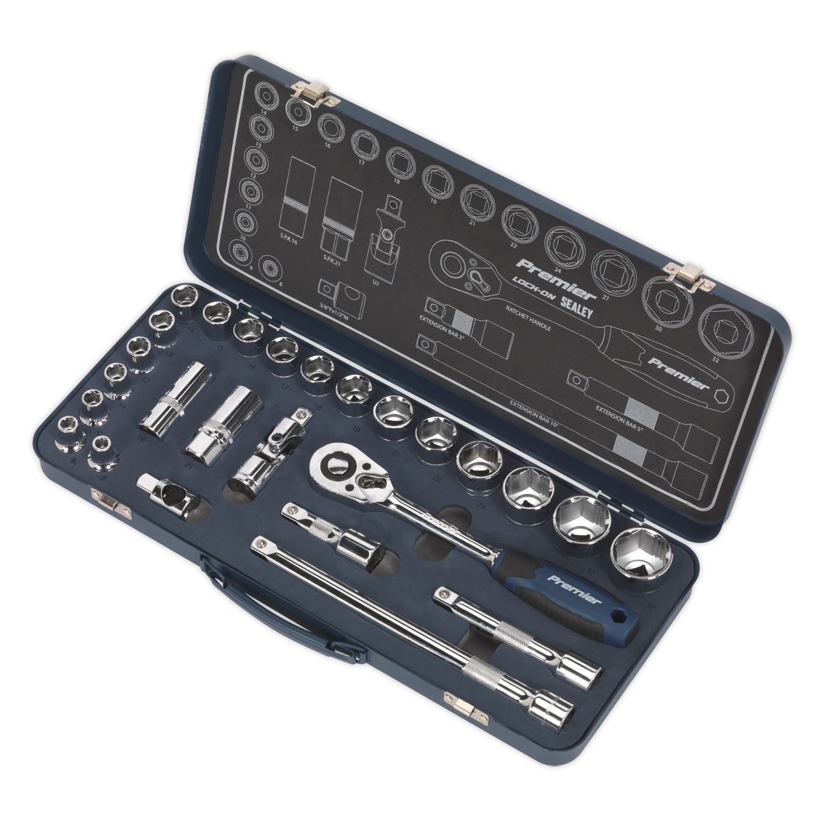 Socket Set 26Pc 1/2Inchsq Drive Lock-On 6Pt Metric