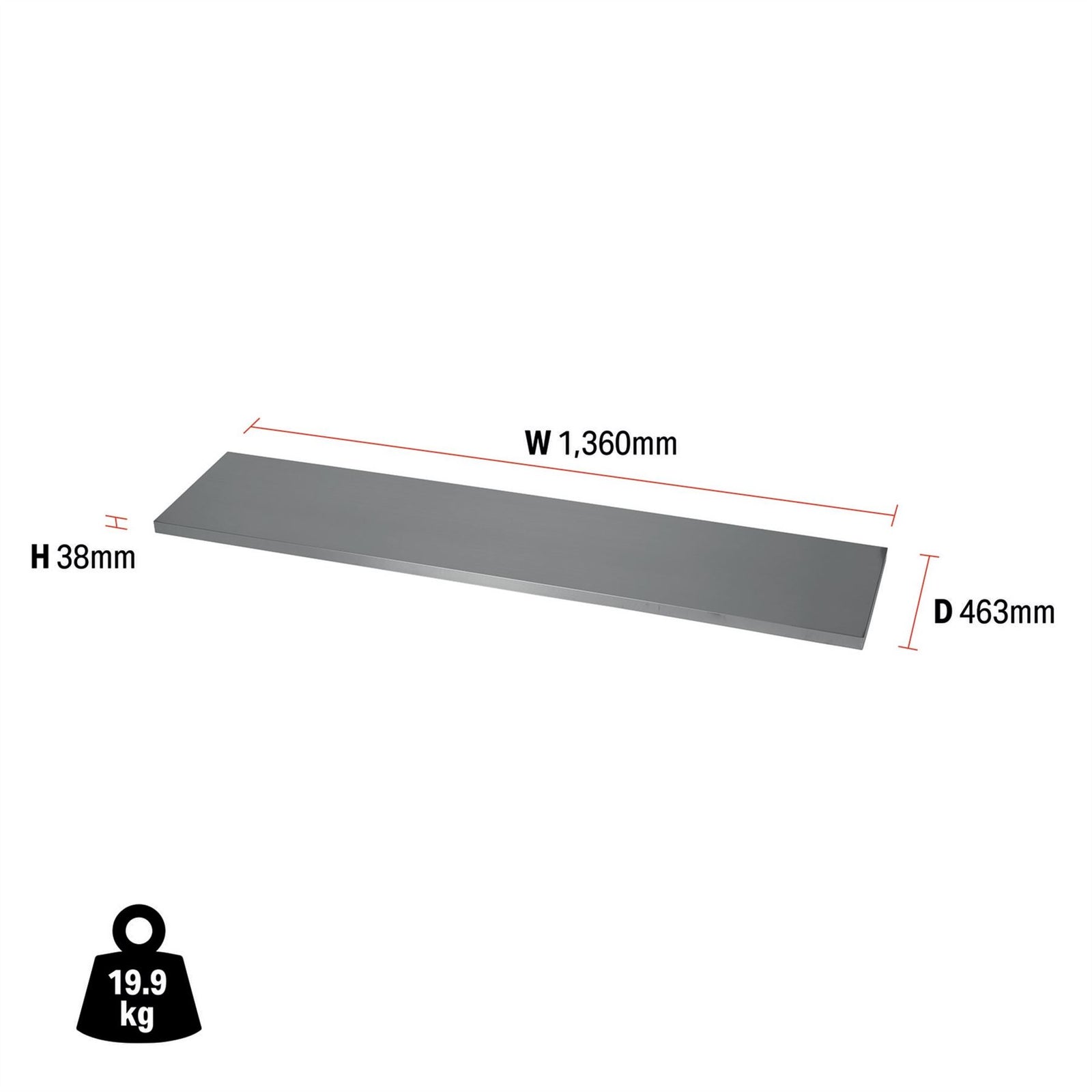 Draper BUNKER Modular Stainless Steel Worktop, 1360mm 33172