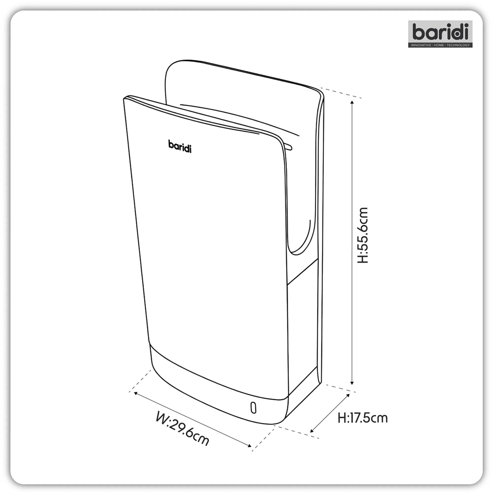 Baridi Hand Dryer DH150 1750W with HEPA Filter - Silver