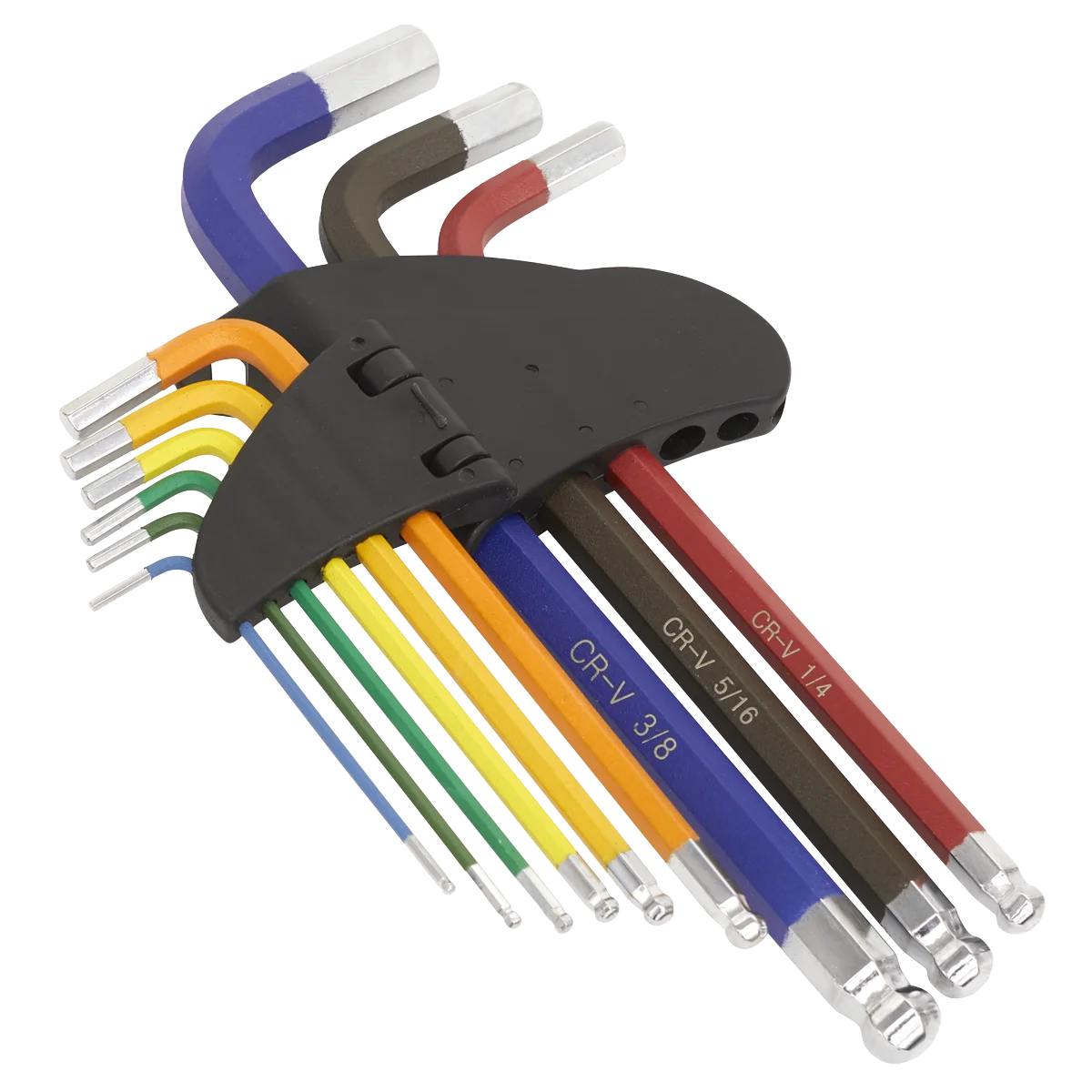 Sealey Ball-End Hex Key Set 9pc Long Colour-Coded Imperial AK7197