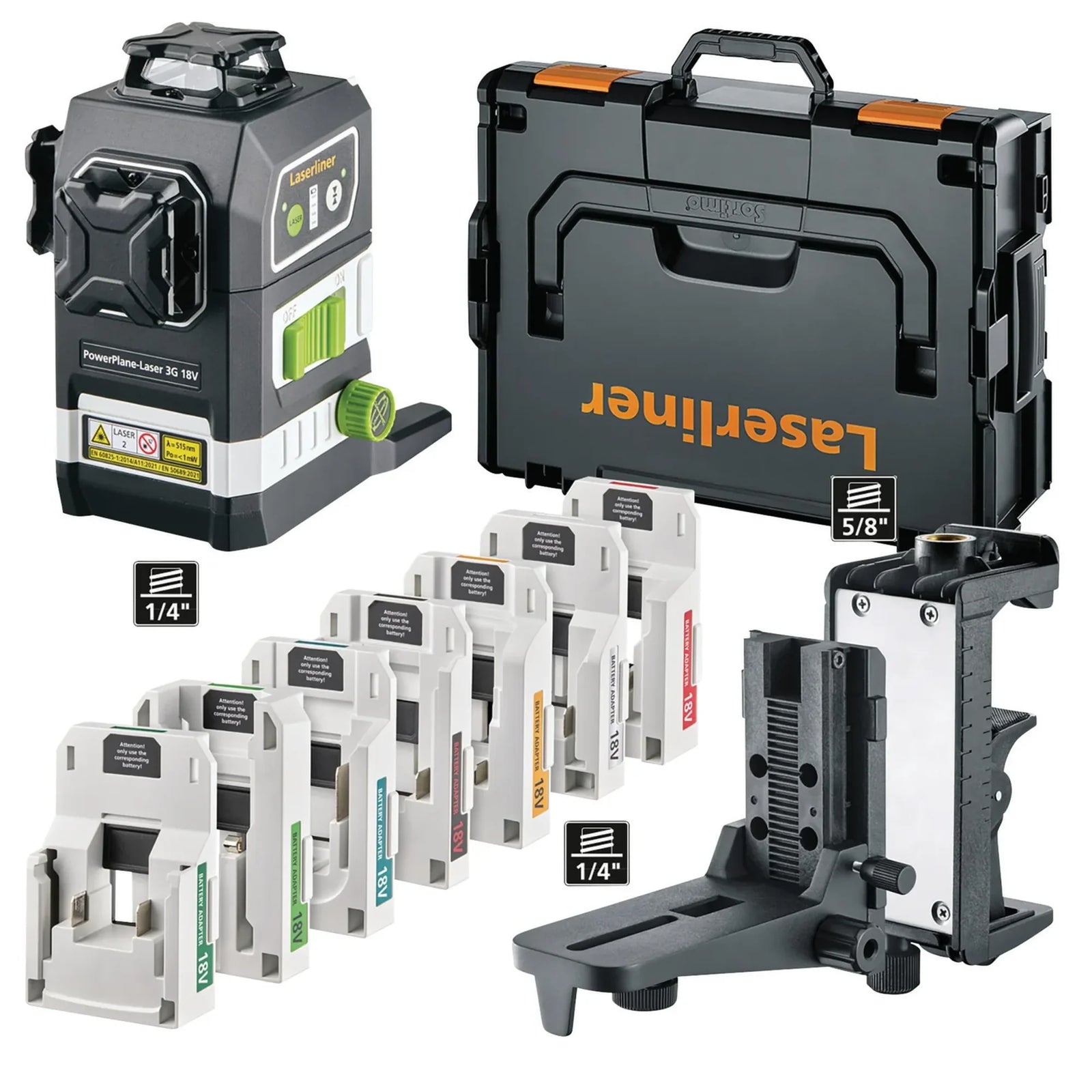 Laserliner PowerPlane-Laser 3G Multi-18V Green Laser Kit