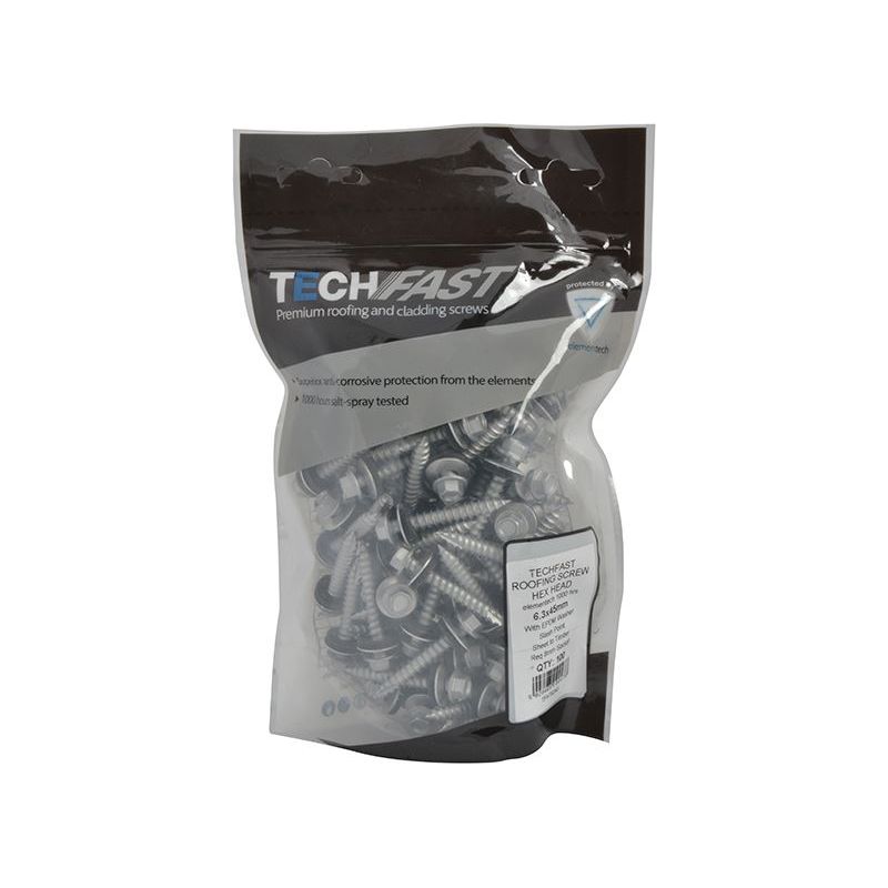 Forgefix TechFast Hex Head Screw Sheet to Timber 6.3 x 45mm Pack 100
