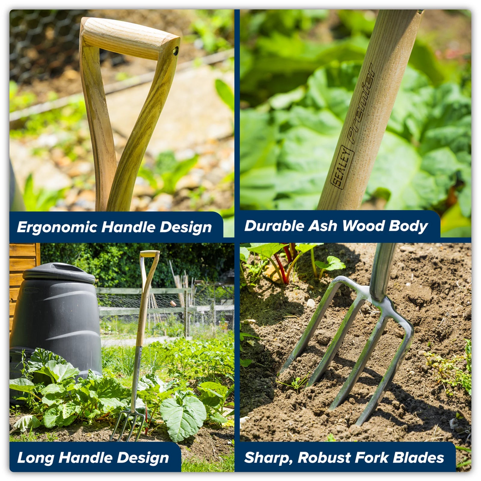 Sealey Premier Border Fork 490mm Ash Handle Stainless Steel Tines