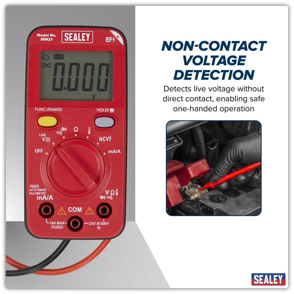 Sealey 10-Function Digital Multimeter MM21 - Auto-Ranging