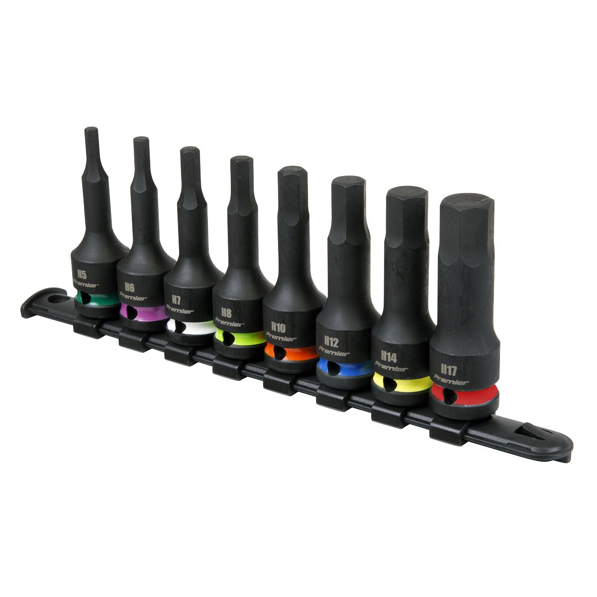 Sealey Premier Premier Hex Impact Socket Bit Set 1/2"Sq Drive 8pc AK56001