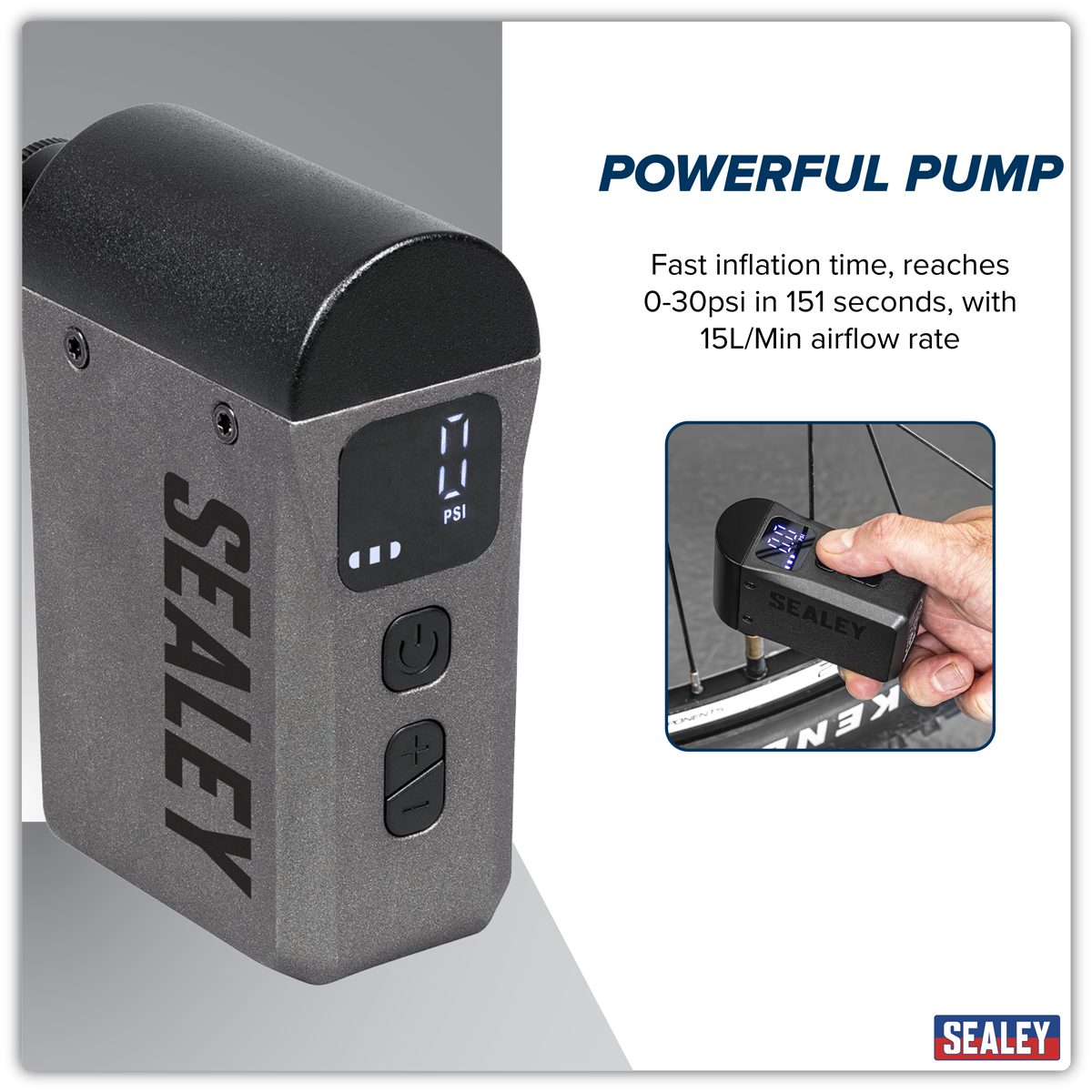 Sealey Mini Digital Bike Pump CTI100 120psi Rechargeable