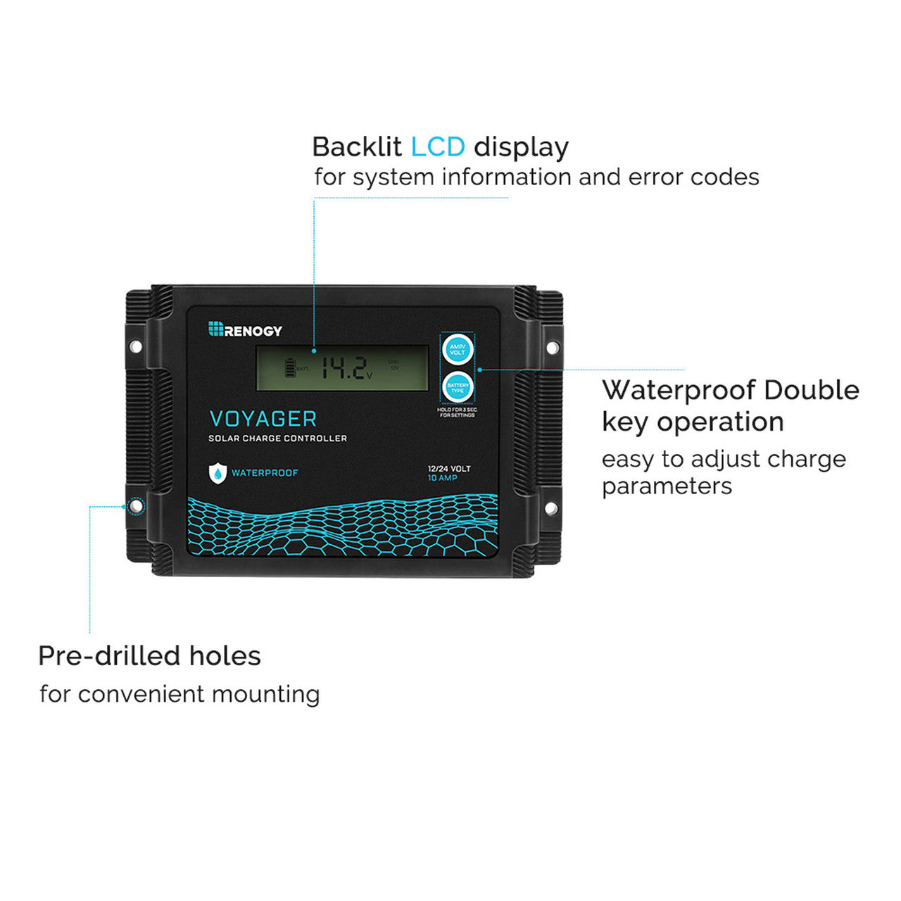 Renogy Voyager 10A PWM Waterproof Solar Charge Controller