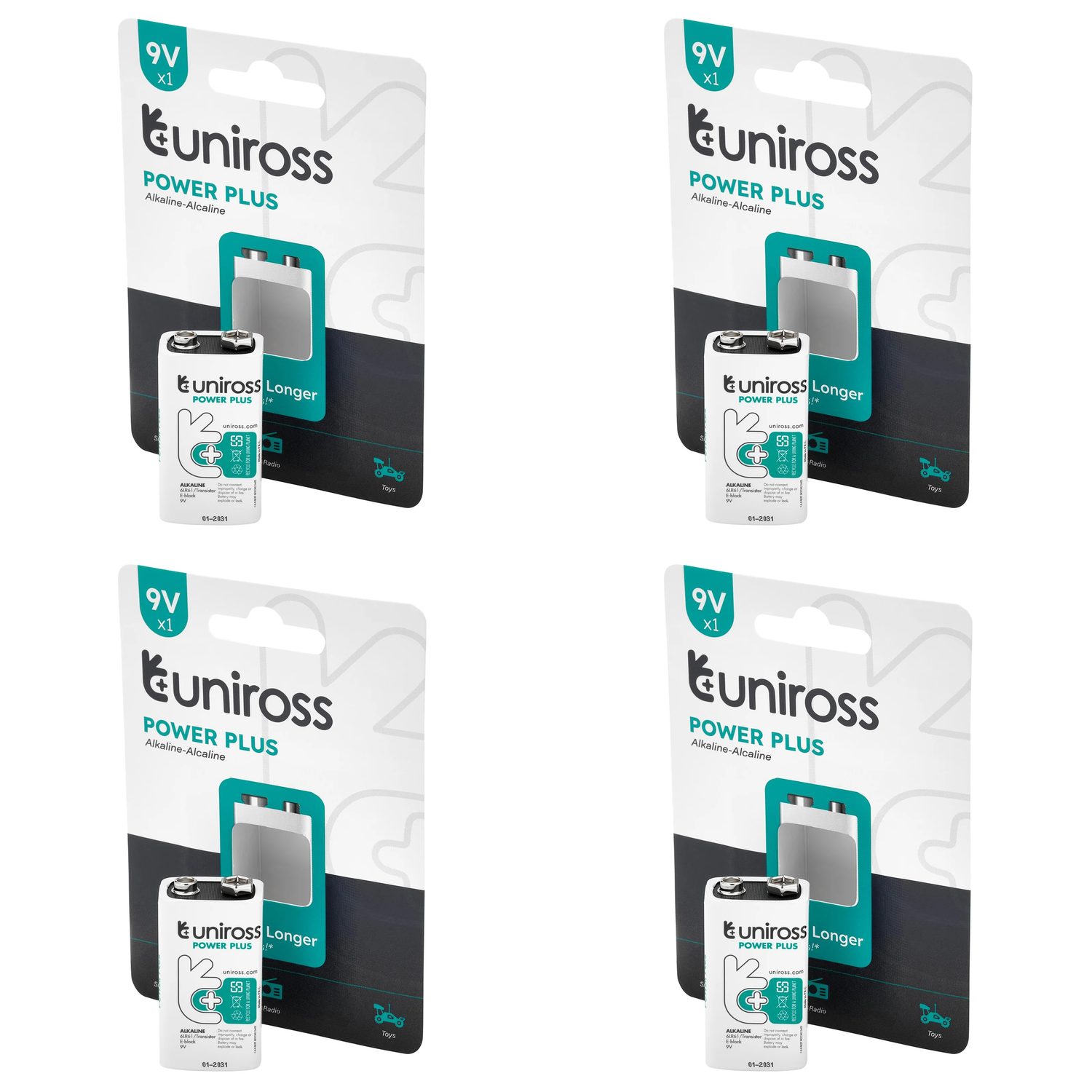 12 Piece Uniross 6LR61 9V Power Plus Alkaline Battery - UPP9PK1