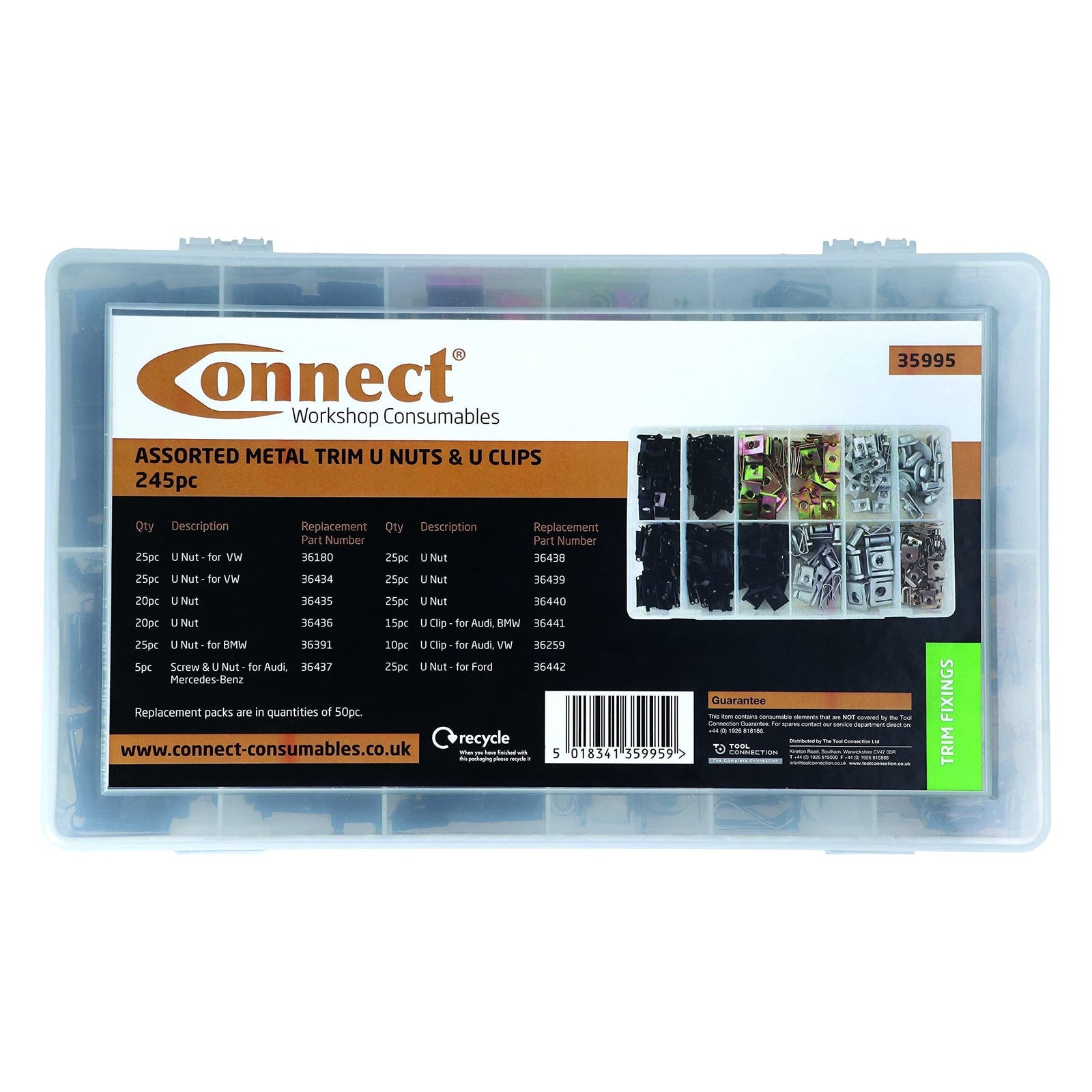 Connect Assorted Metal Trim Nuts & U Nuts 245pc 35995