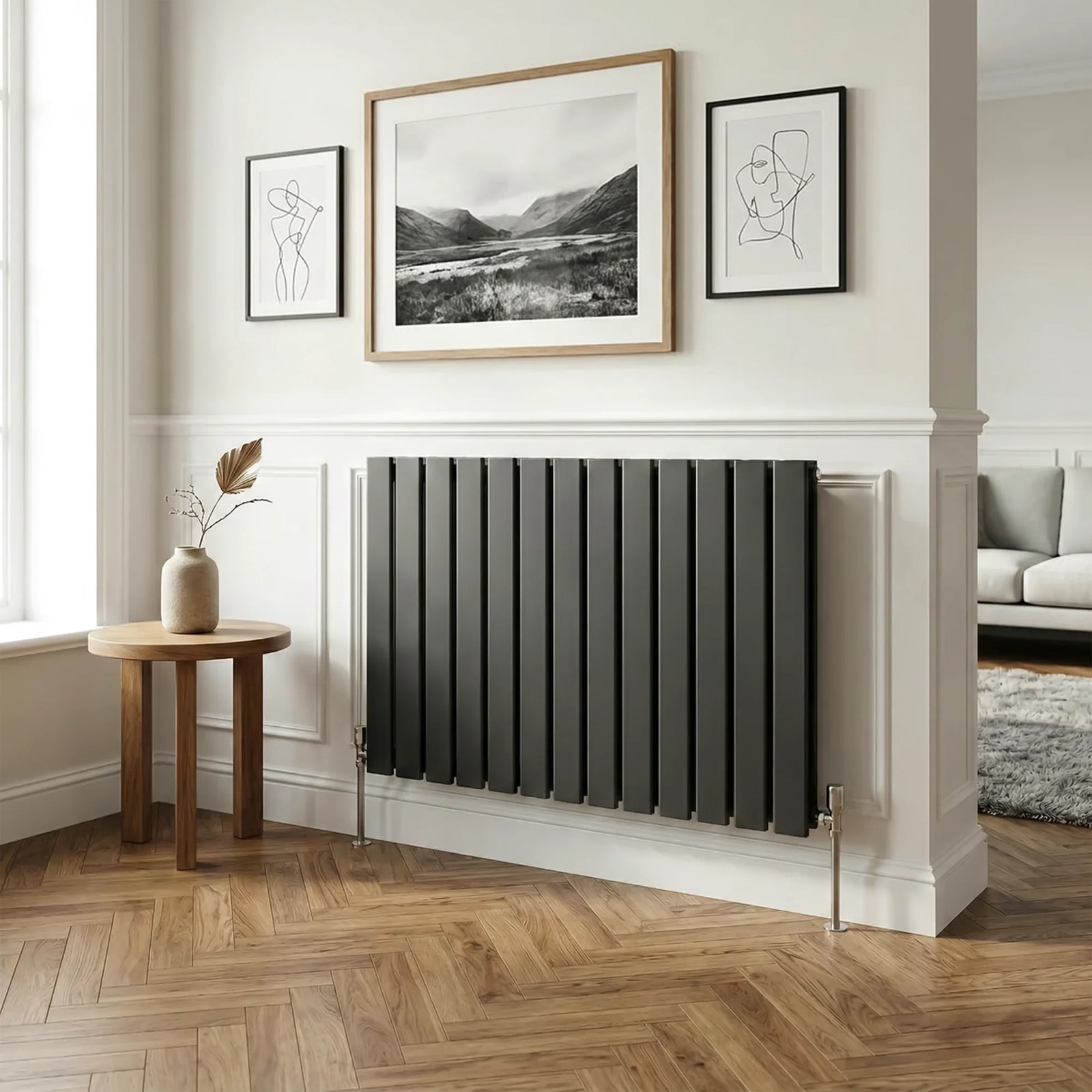 Baridi Horizontal Radiator 600 x 910mm Black DH346