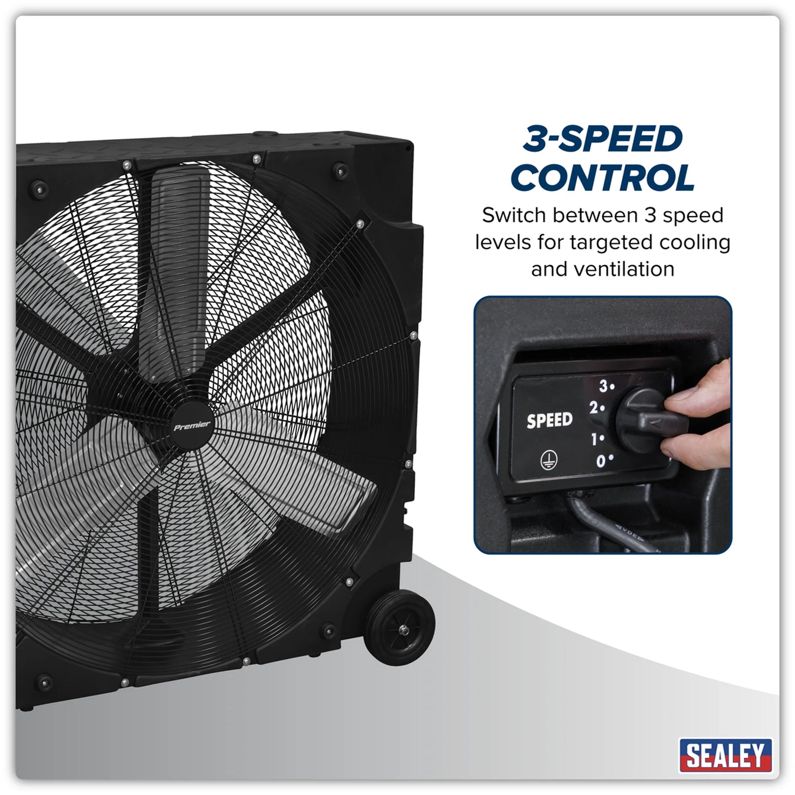 Sealey Premier 36" Industrial High Velocity Drum Fan 278W 3-Speed