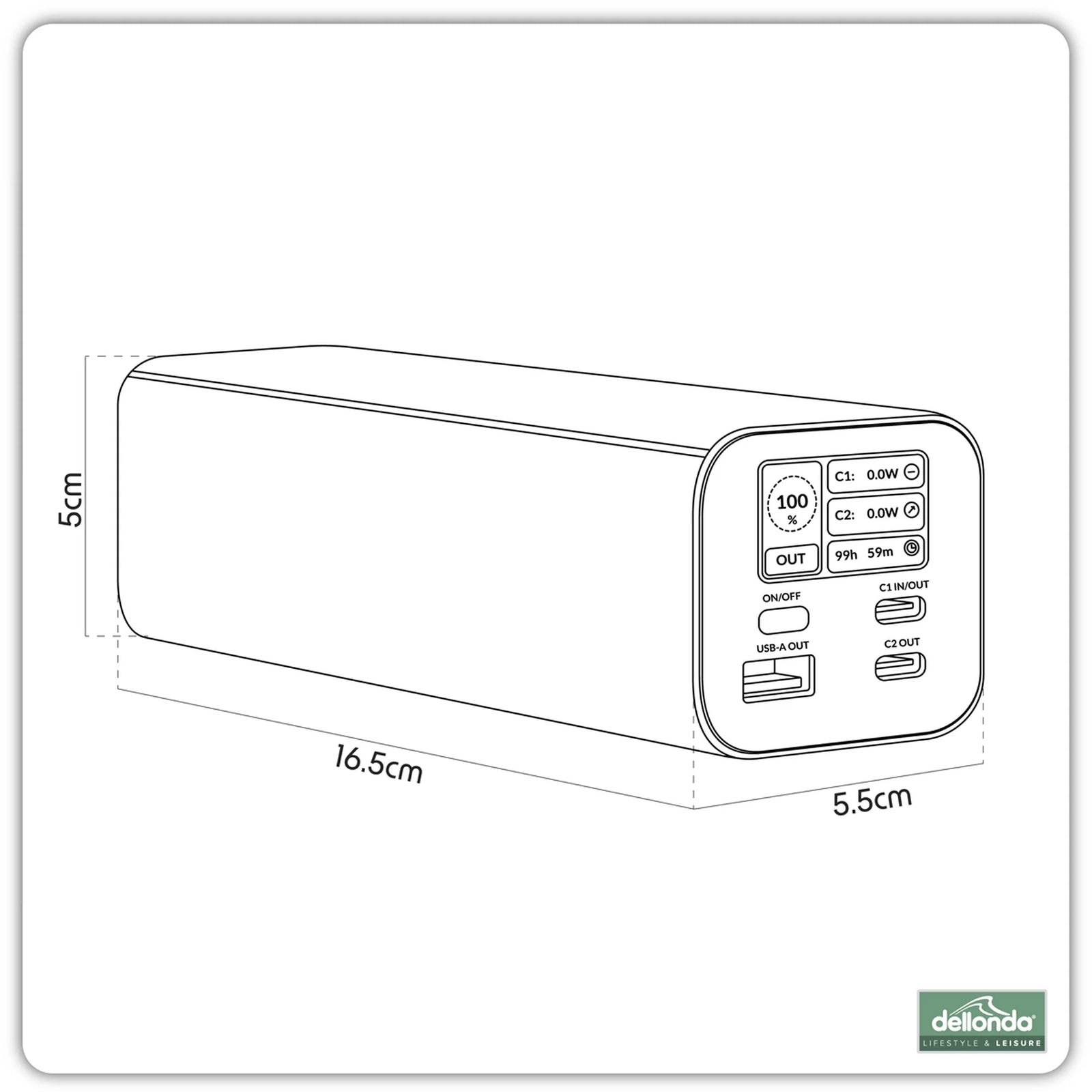 Dellonda Portable Power Bank DL168 27000mAh 140W