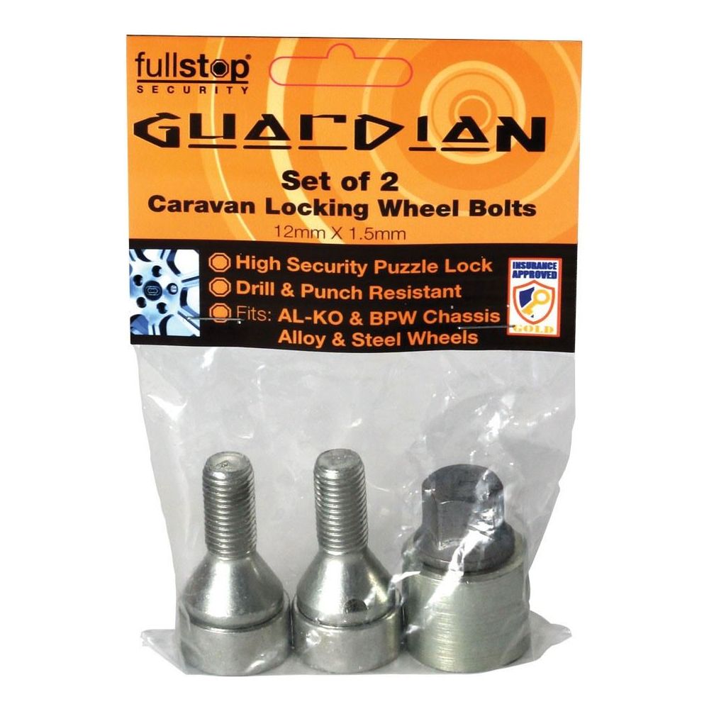 Fullstop Guardian Ultra Locking Wheel Bolts for Caravan Alloy Wheels Pack of 2