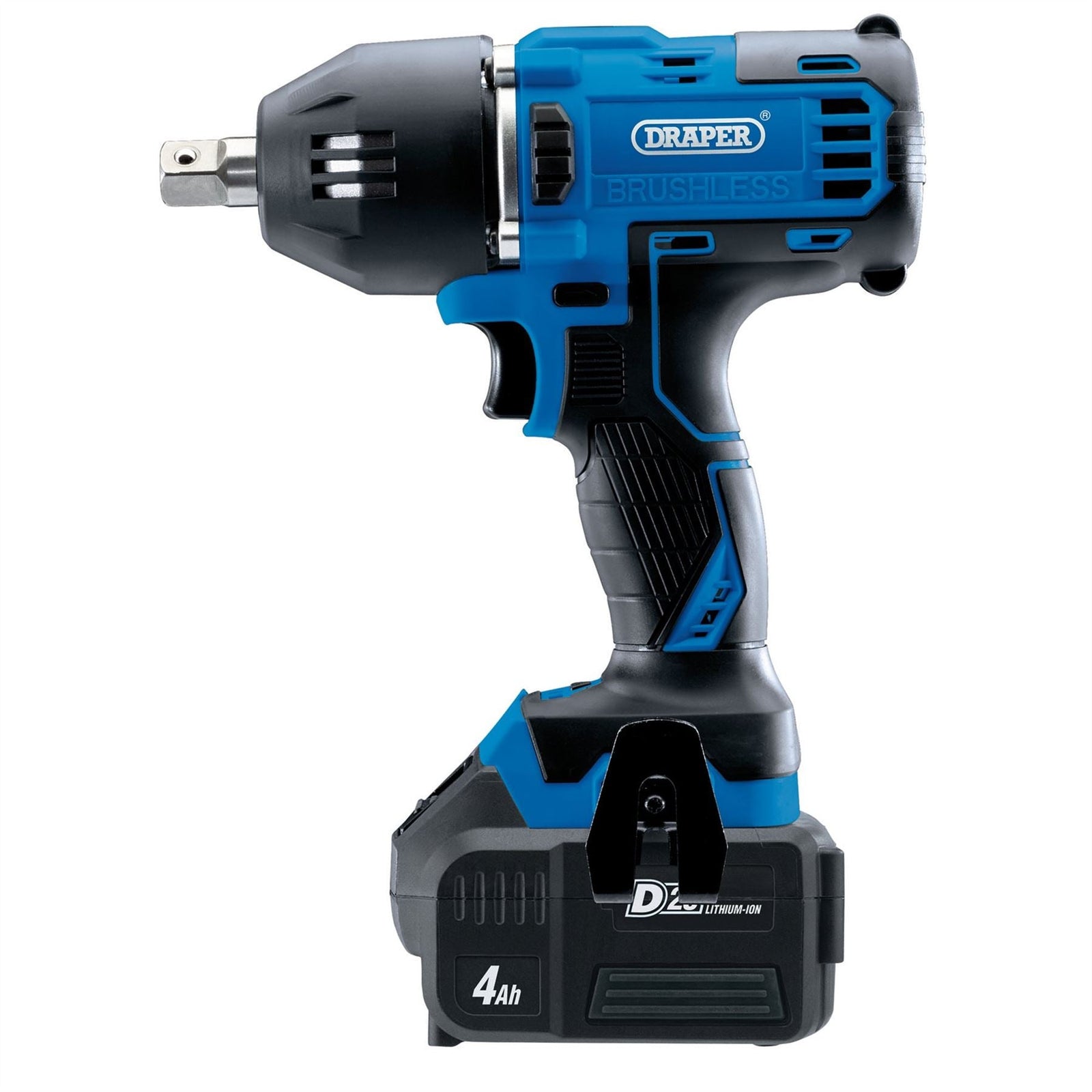 Draper D20 20V Brushless Mid-Torque Impact Wrench, 1/2" Sq. Dr., 400Nm, 2 x 4.0A
