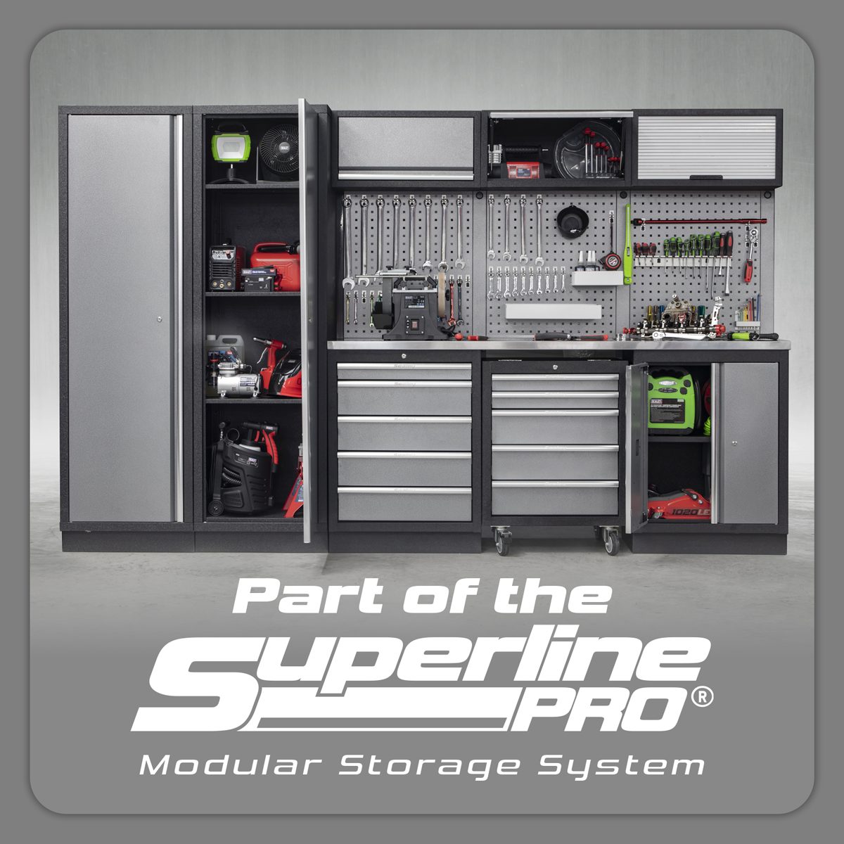 Sealey Superline PRO Storage System 2.04m with Stainless Steel Worktop