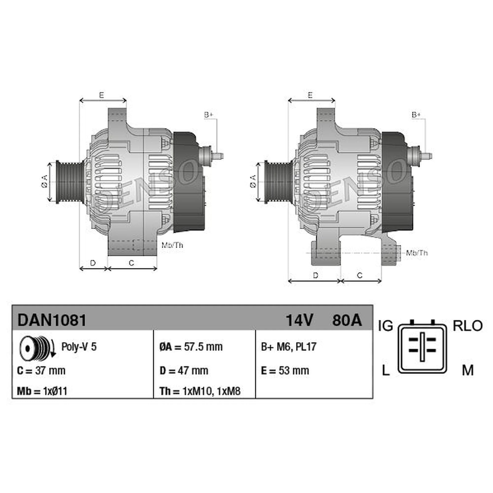 Denso Car Alternator 12V DAN1081