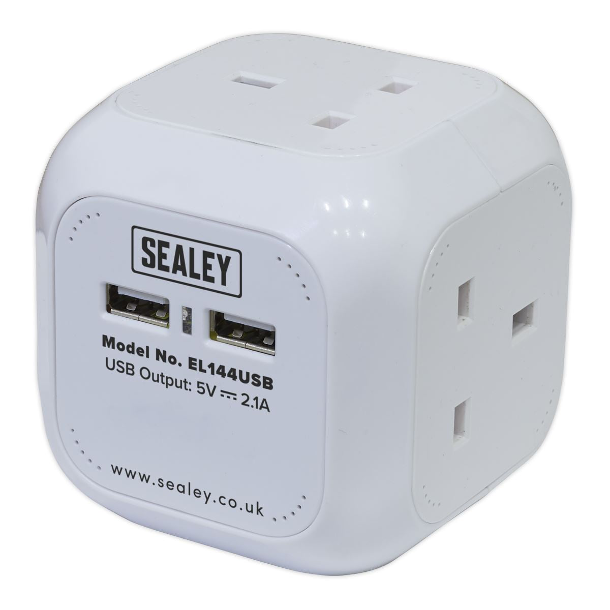 Sealey Extension Cable Cube 1.4m 4 x 230V & 2 x USB Sockets White EL144USB