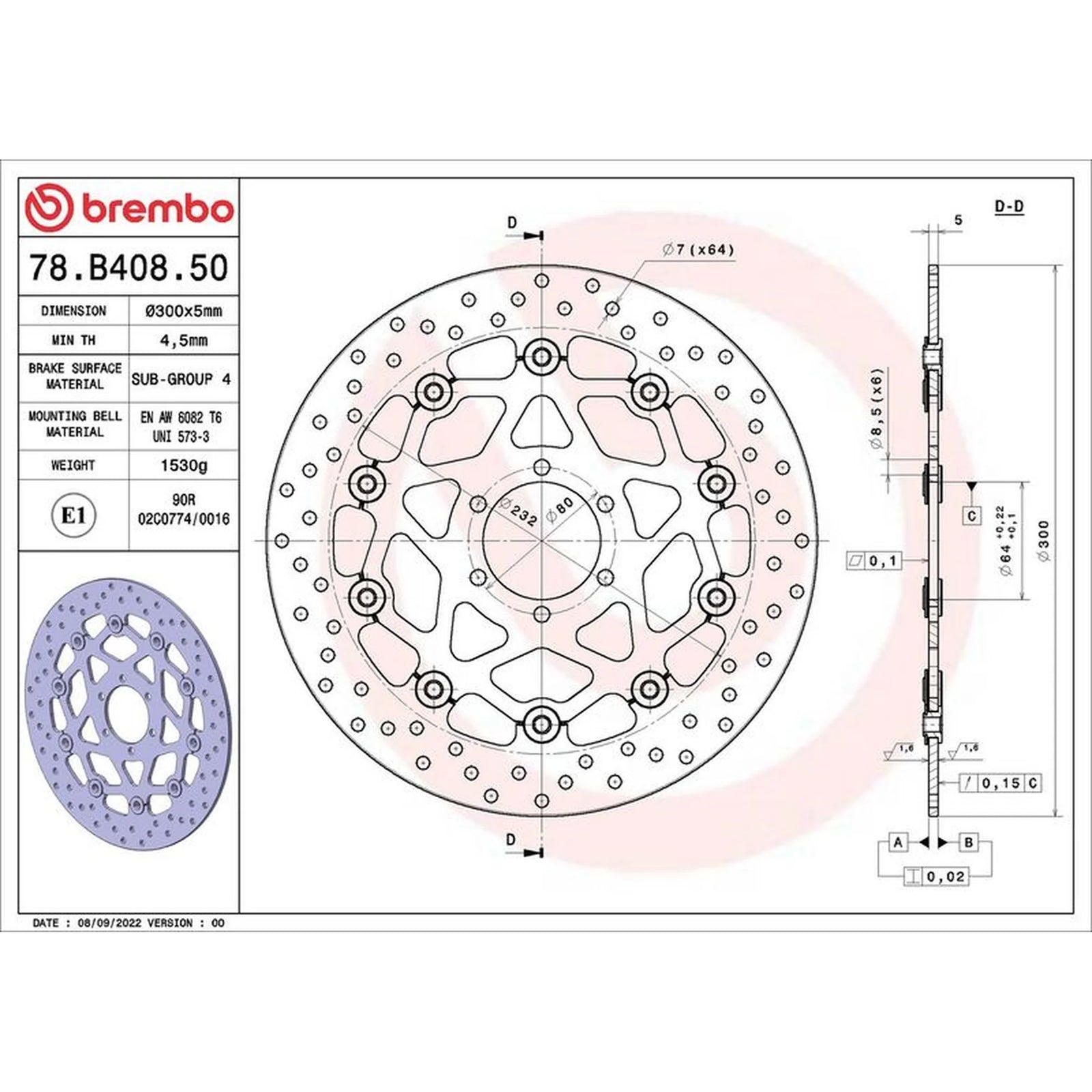 Brembo 2 x Floating Front Brake Disc Brake Discs 78B40850