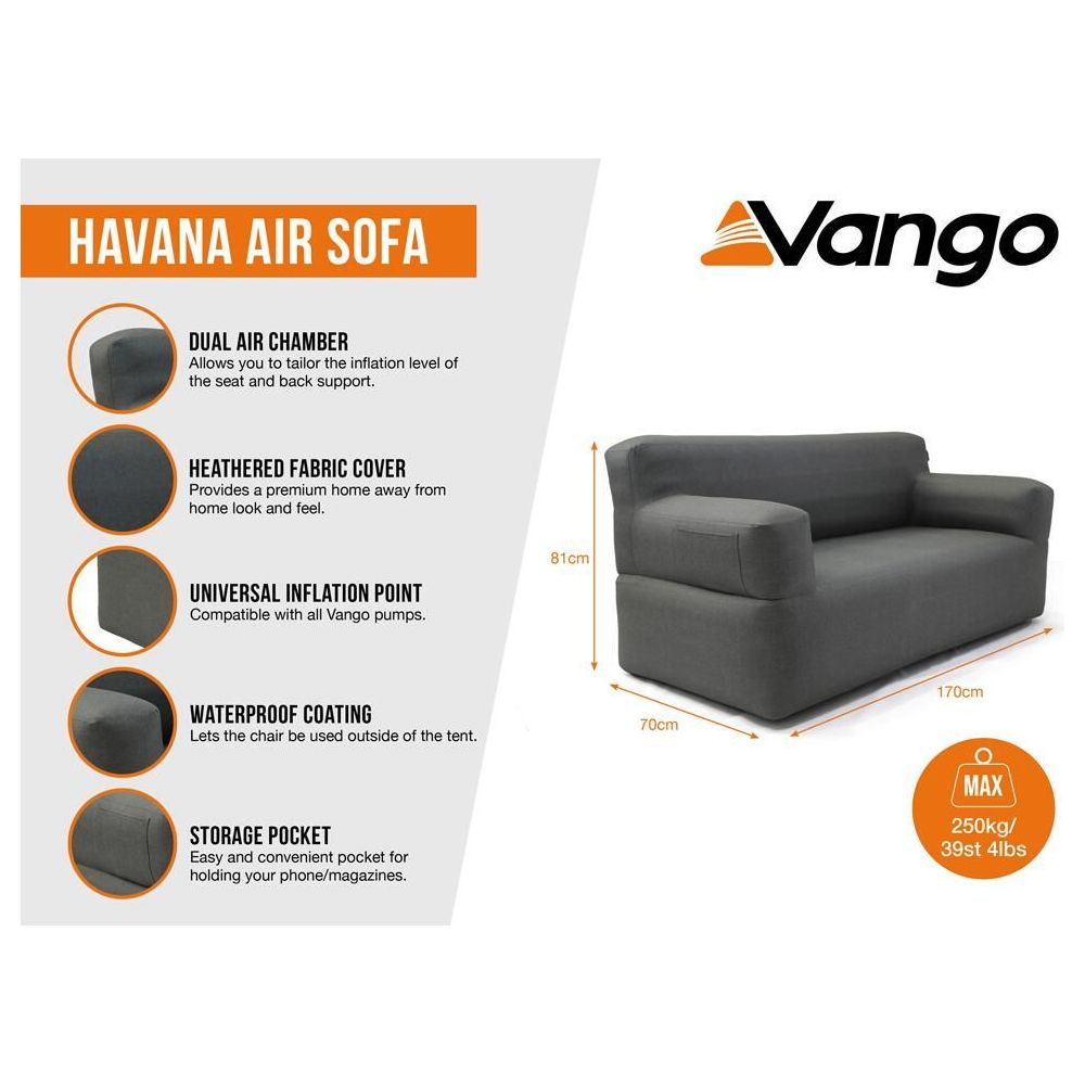 Vango Havana Air Inflatable Grey Sofa