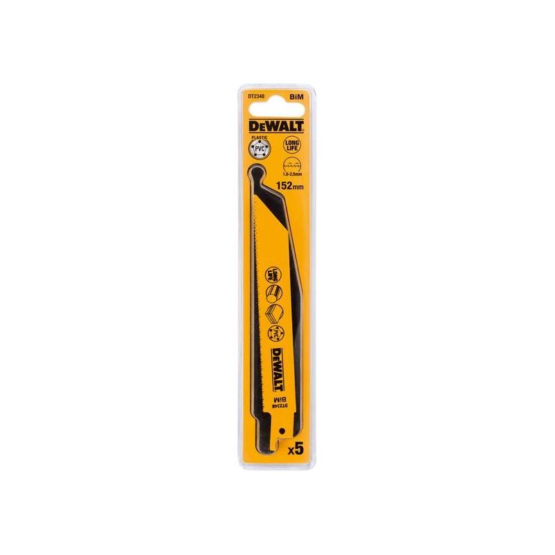 Dewalt Power Tools Bi-Metal Reciprocating Blade for Plastic & Pipes 152mm( Pack 5)