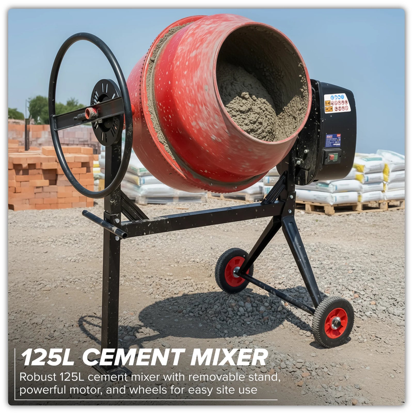 Sealey Cement Mixer CMX125 125L Drum Capacity 550W