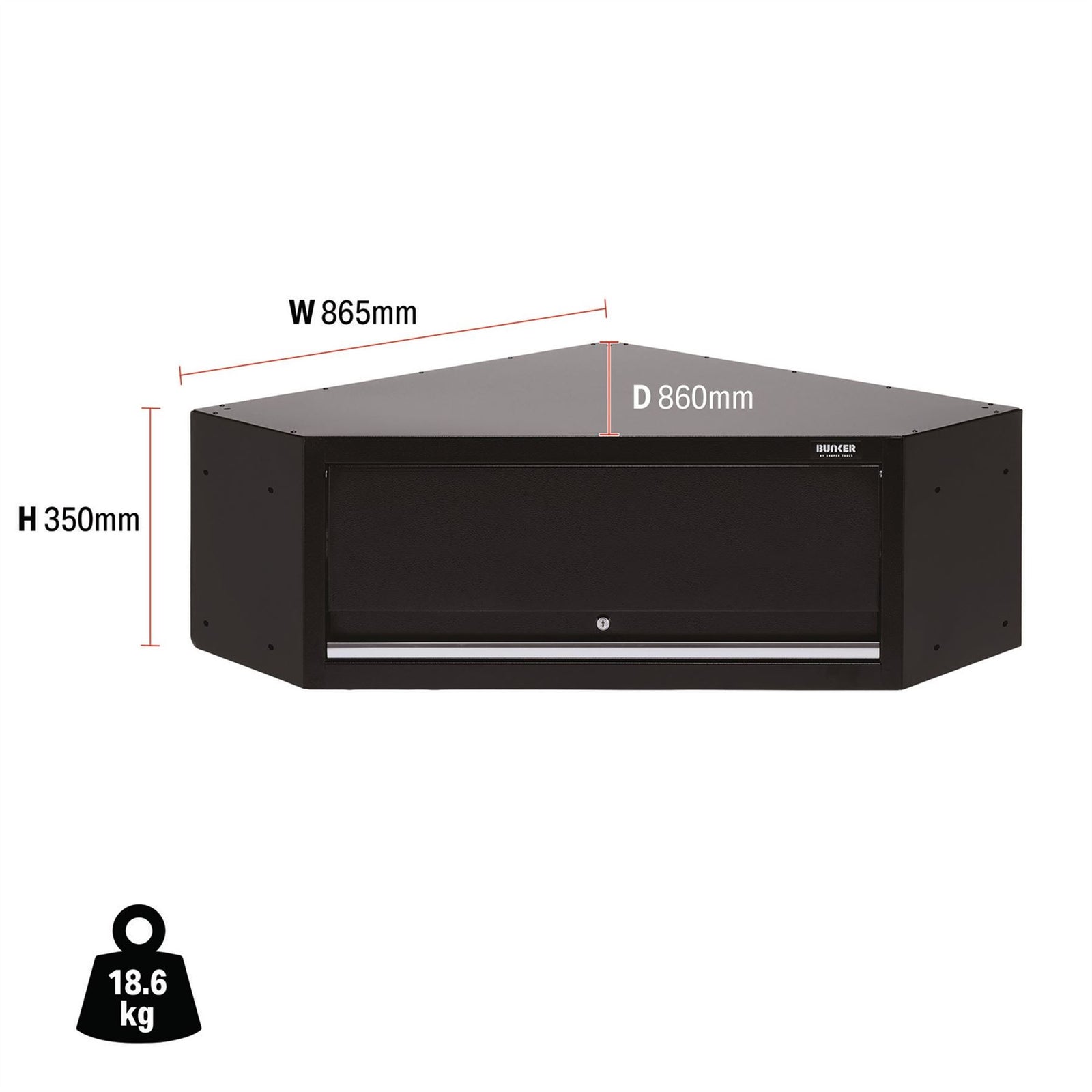 Draper BUNKER Modular Corner Wall Cabinet, 865mm 33201