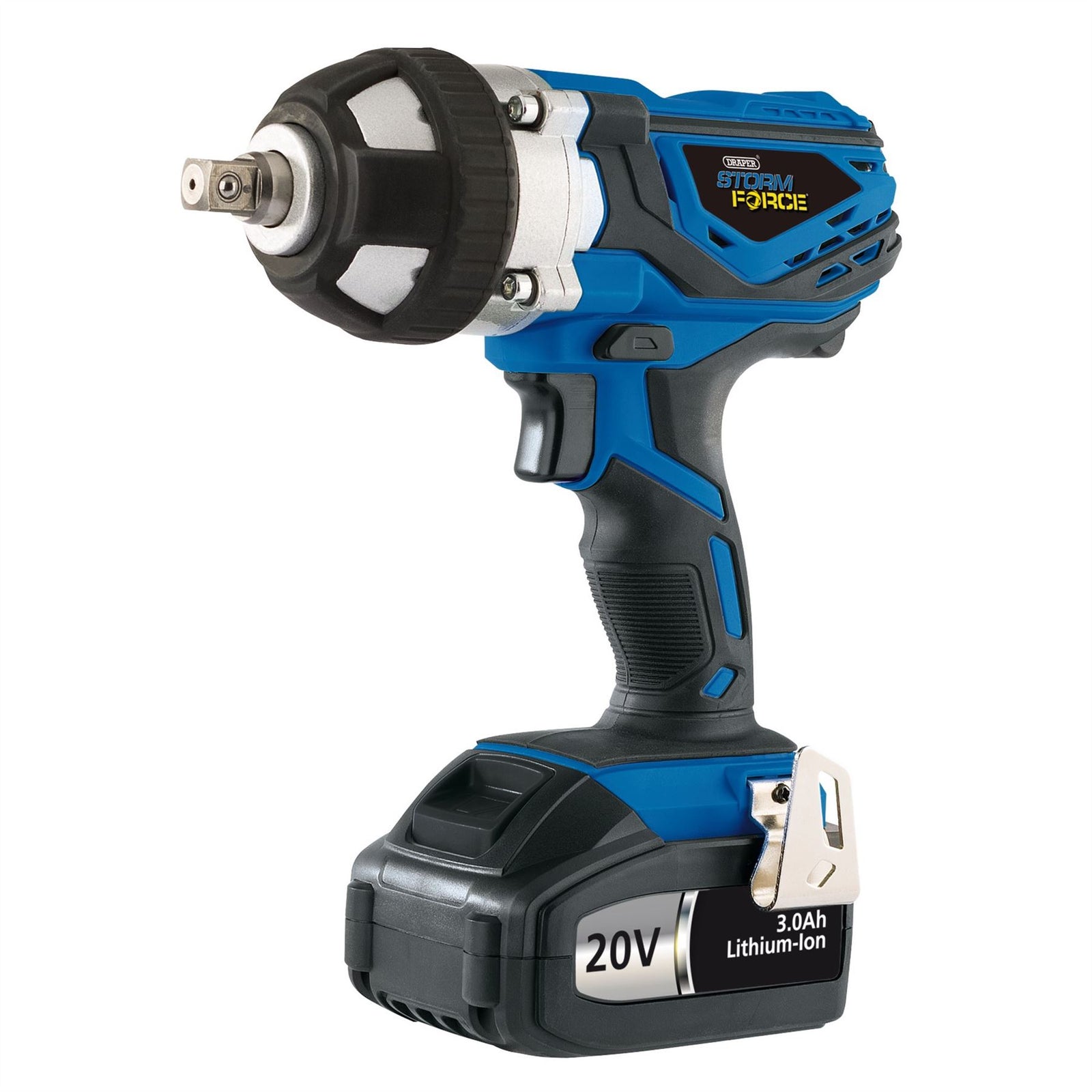 Draper Storm Force 20V Cordless Impact Wrench, 1/2" Sq. Dr., 400Nm, 2 x 3.0Ah Ba