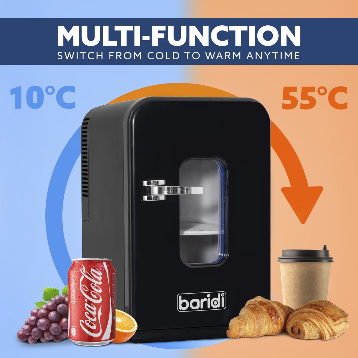Baridi Mini Fridge/Warmer 15L Capacity 12V/230V - Black DH95