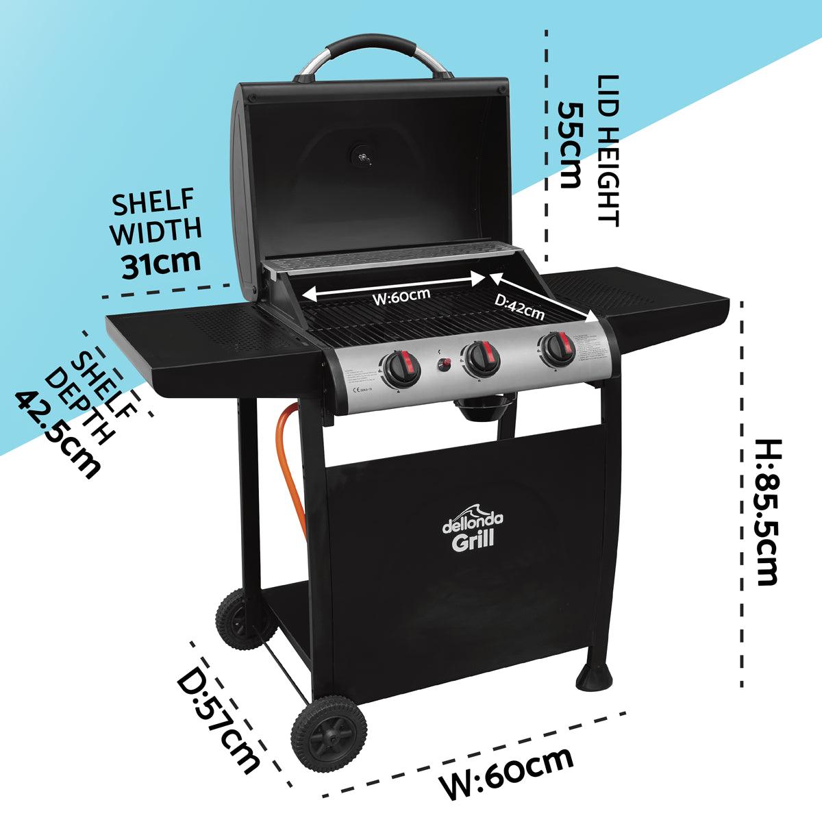 Dellonda 3 Burner Gas BBQ
