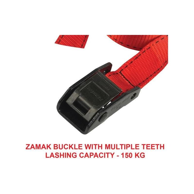 Master Lock Lashing Strap with Metal Buckle, Coloured 5m 150kg (Pack 2)