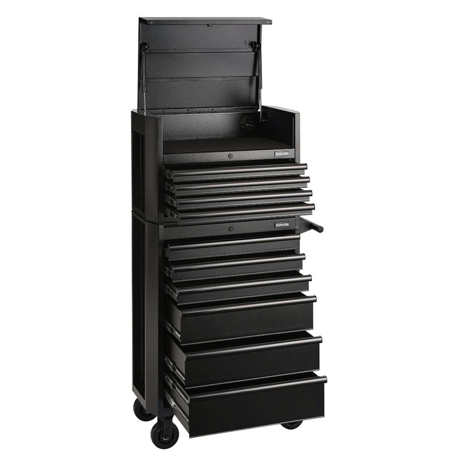Draper BUNKER 10 Drawer Combined Roller Cabinet and Tool Chest, 26", Black