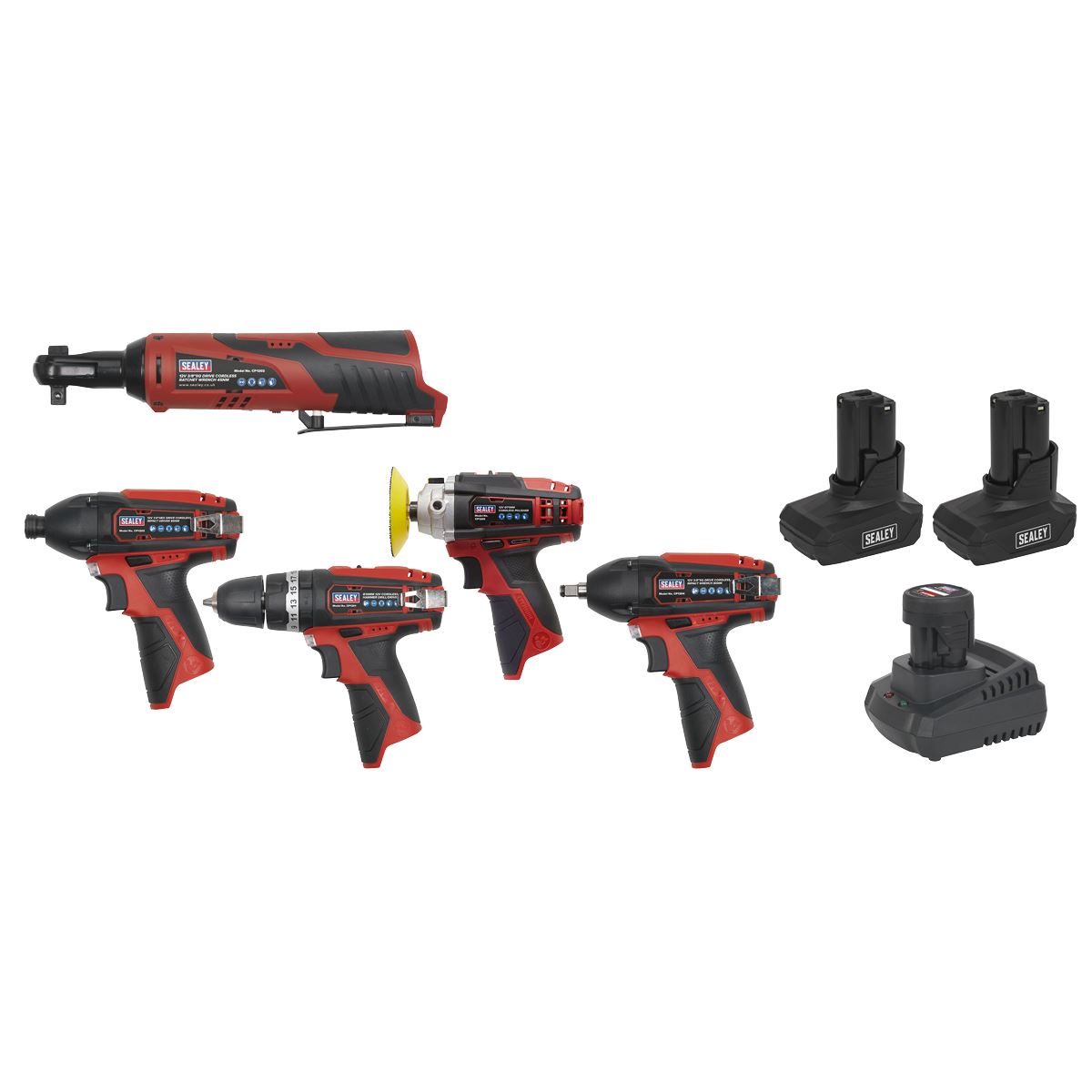 Sealey SV12 Series 6 x 12V Cordless Power Tool Kit 3 Batteries CP1200COMBO2B