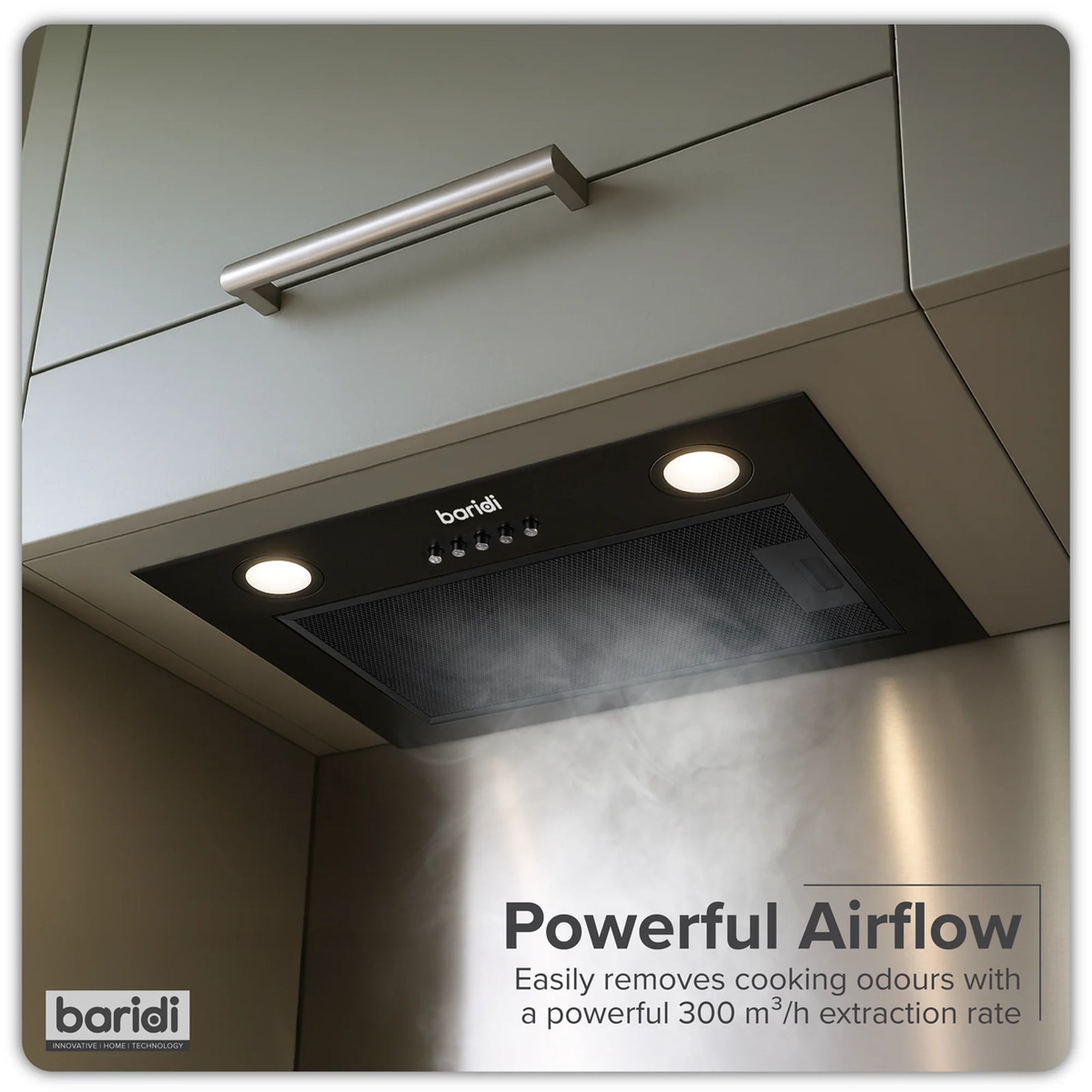 Baridi Cooker Hood DH285 52cm Wall Mounted Black