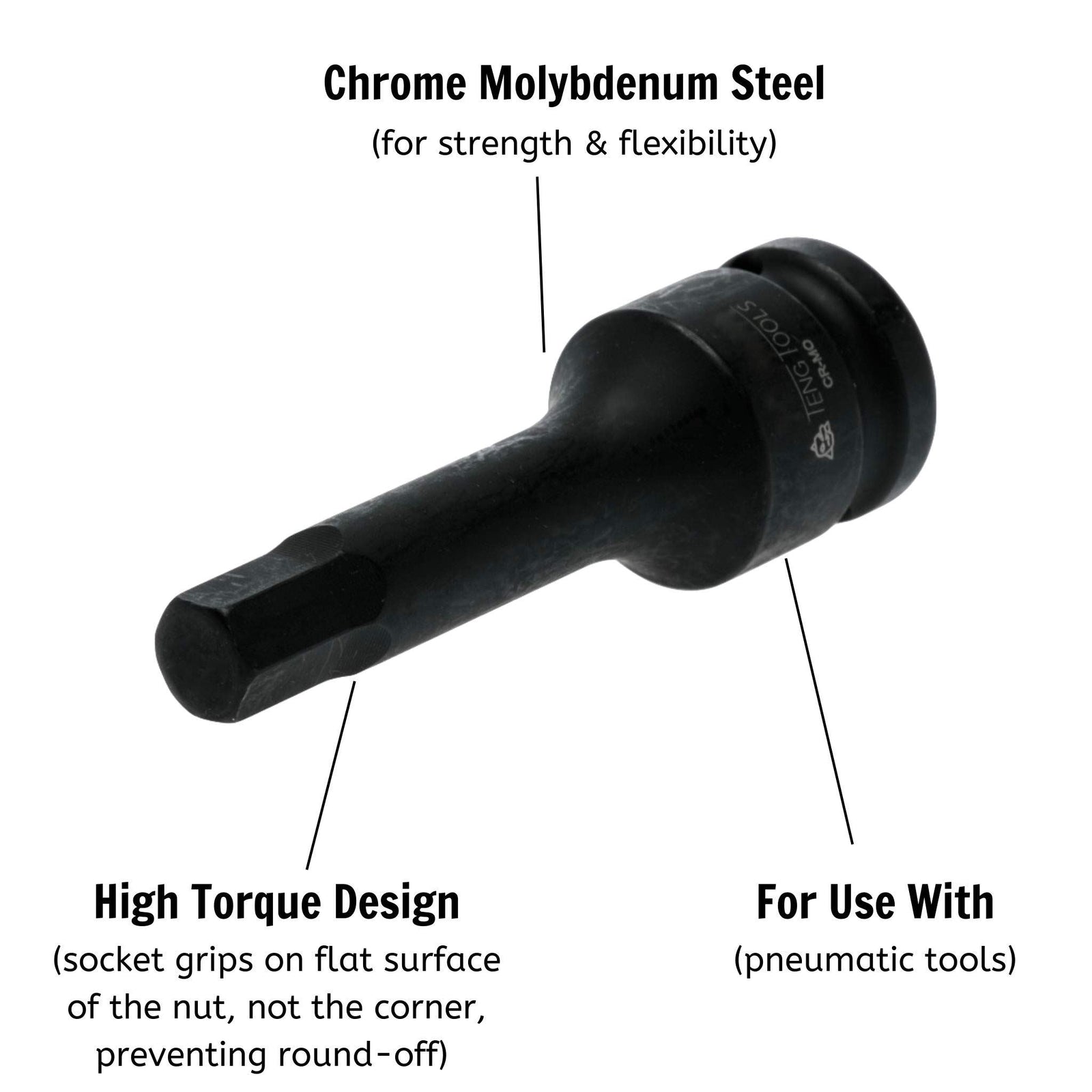 Teng Tools 3/8" Hex Bit Impact Socket DIN Metric Hex 8mm
