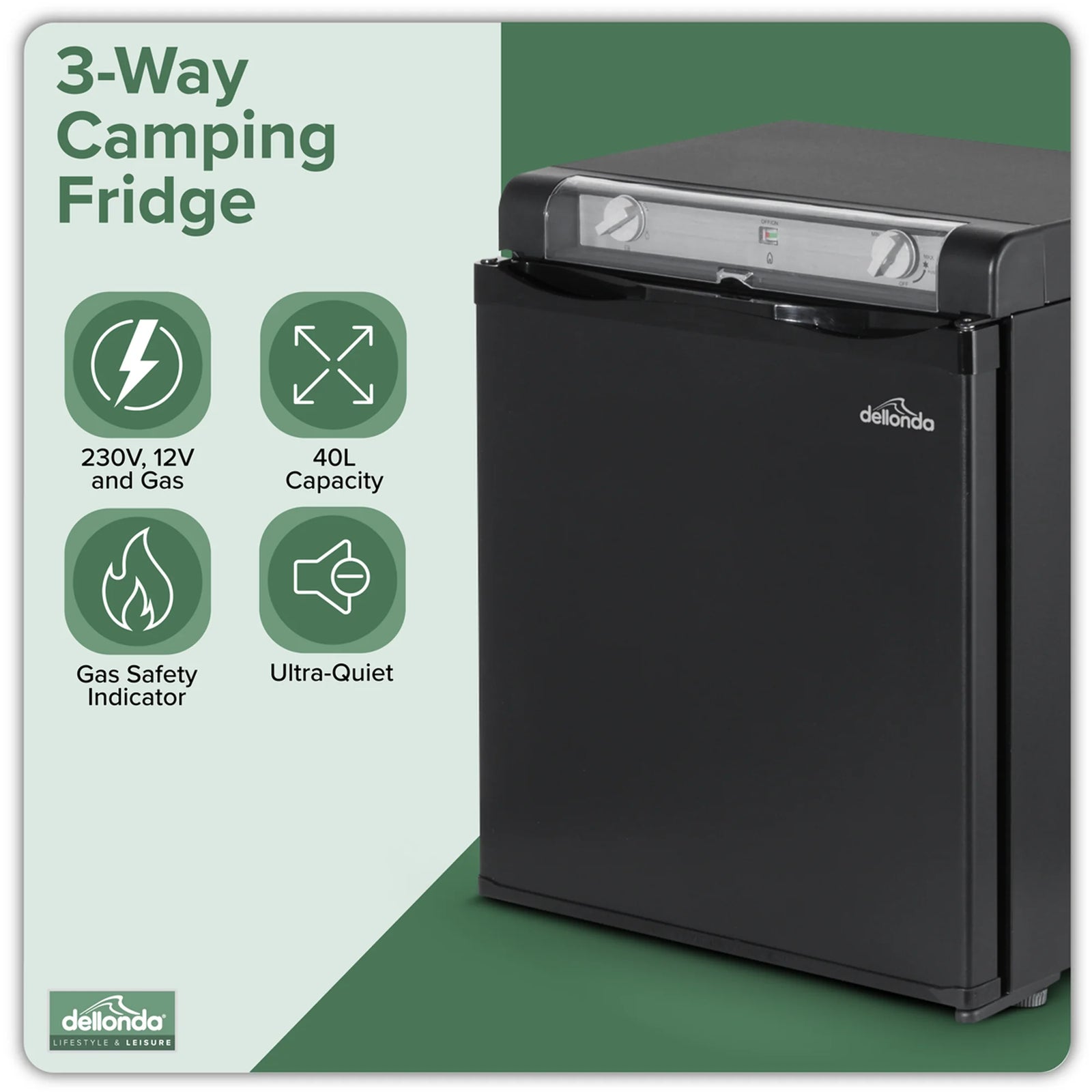 Dellonda 3-Way Fridge 40L Portable Camping Cooler