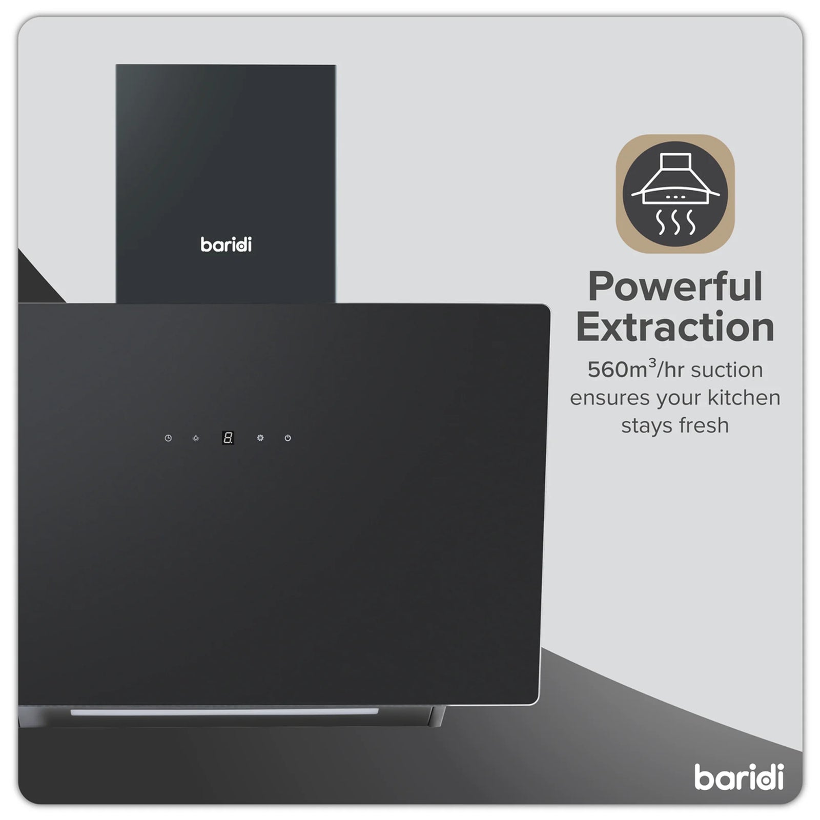 Baridi DH105 60cm Wall Mounted Cooker Hood with Touch Controls